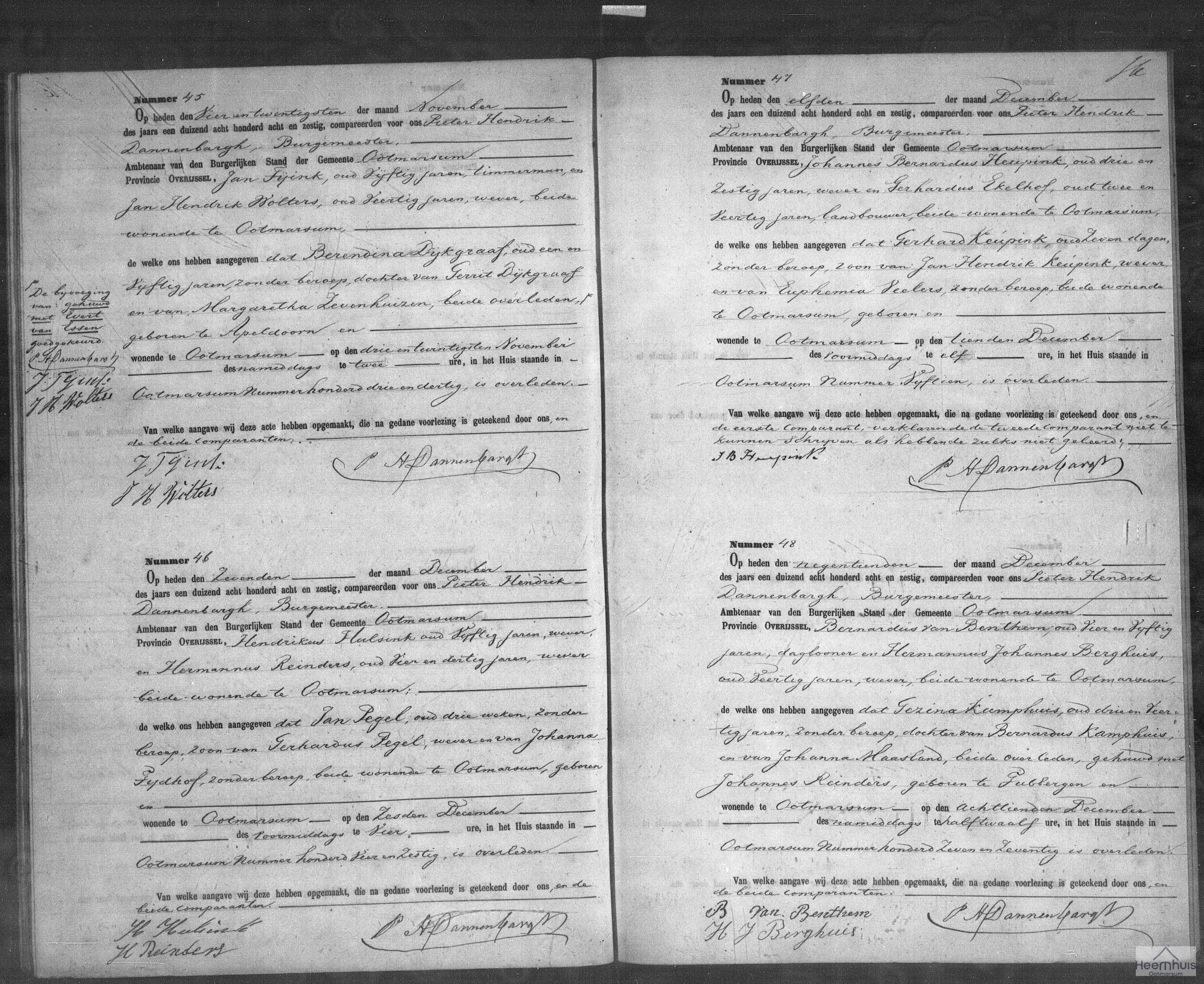 Overlijdensakte van Jan Pegel