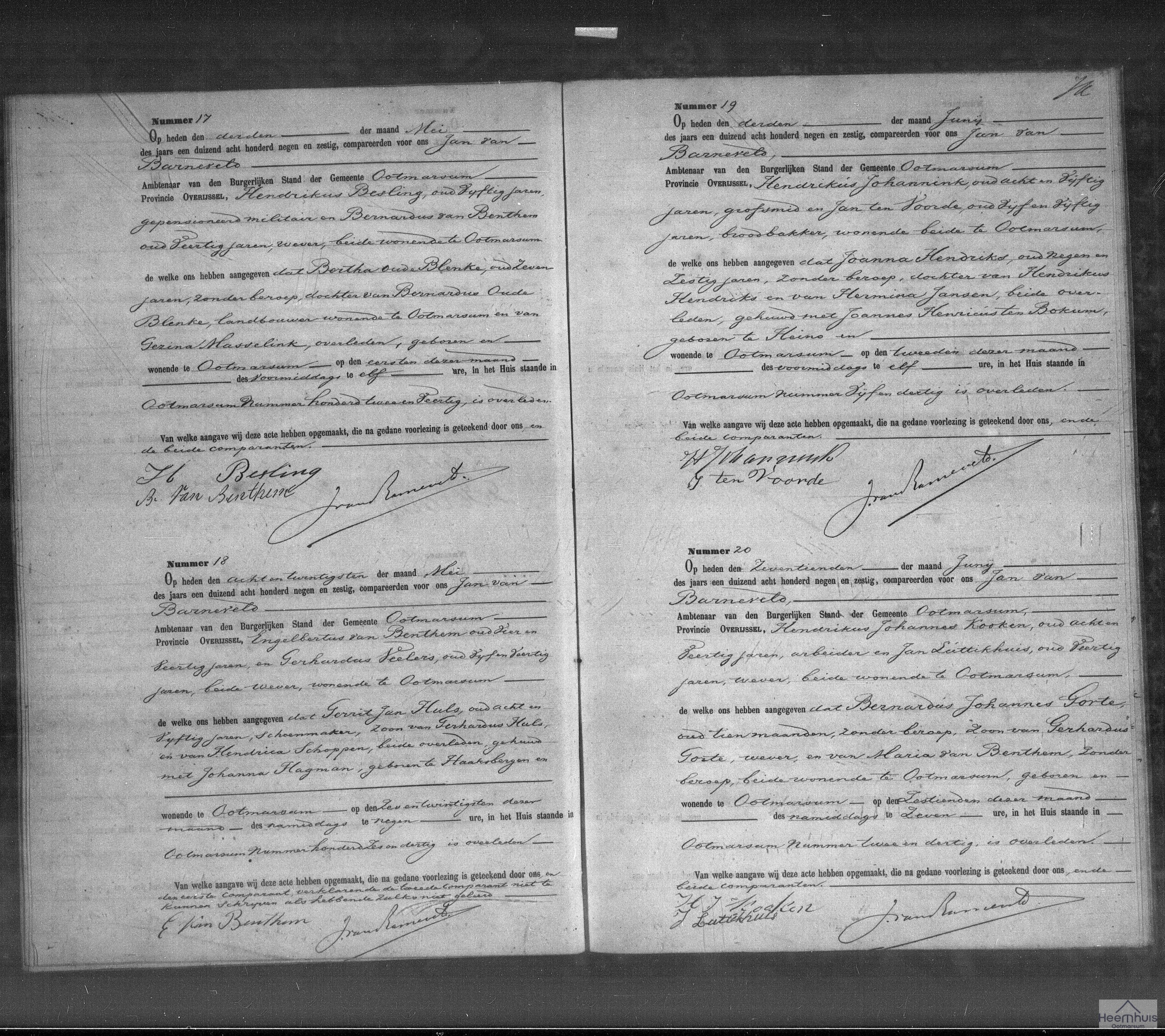 Overlijdensakte van Bernardus Johannes Gorte