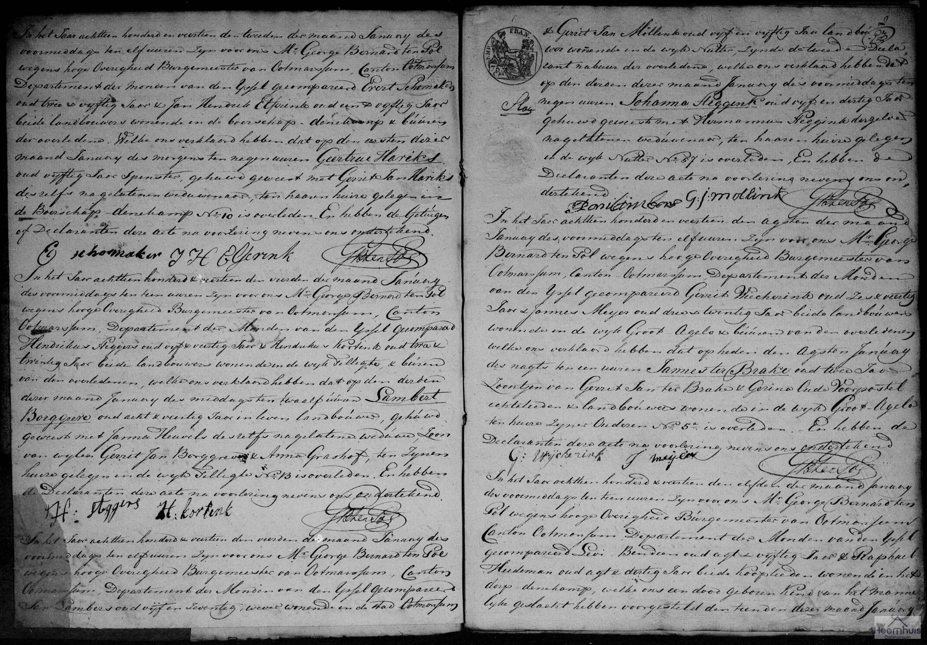 Overlijdensakte van Lambert Borggreve