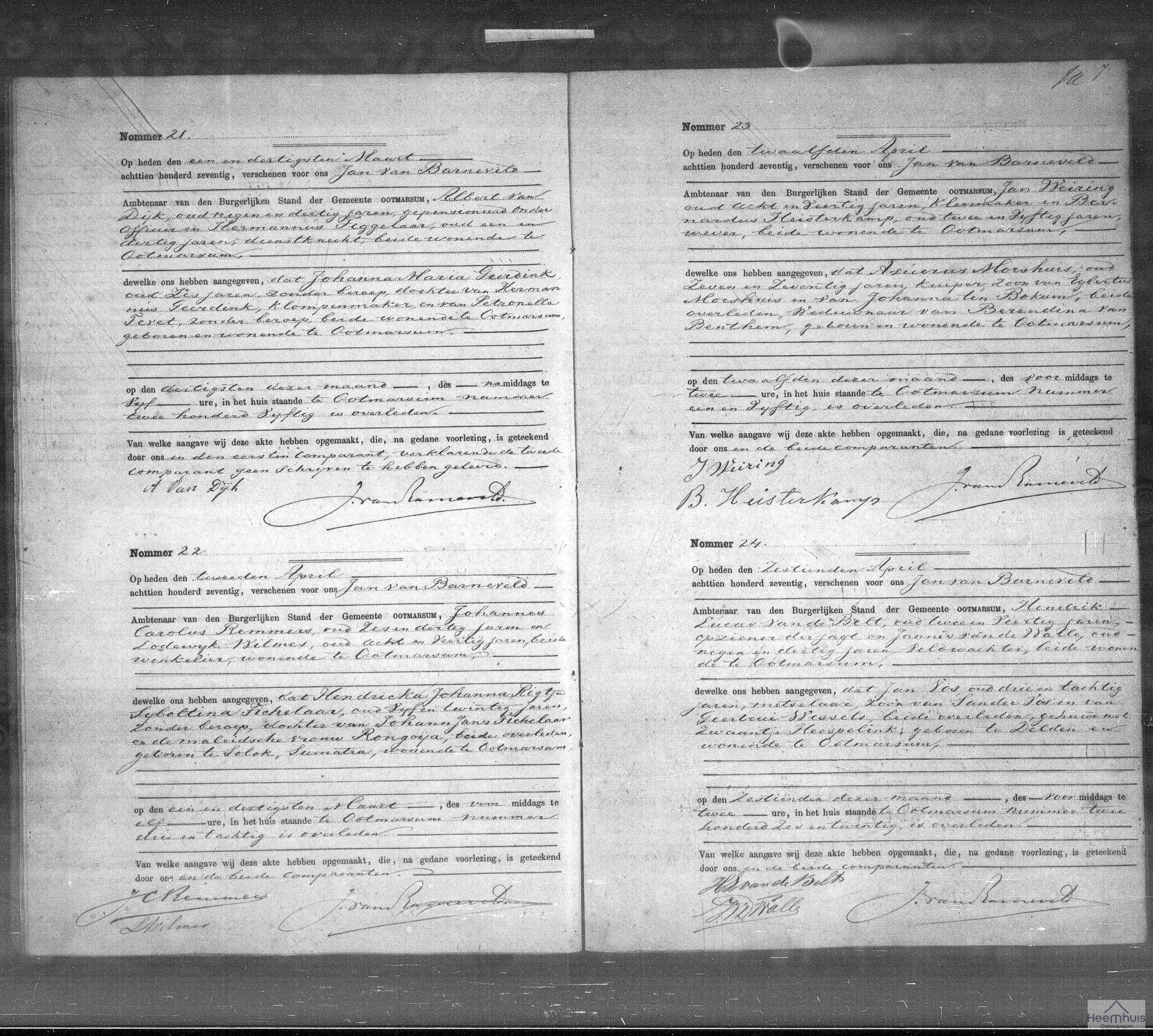 Overlijdensakte van Jan Vos Overlijdensakte van Jan Vos