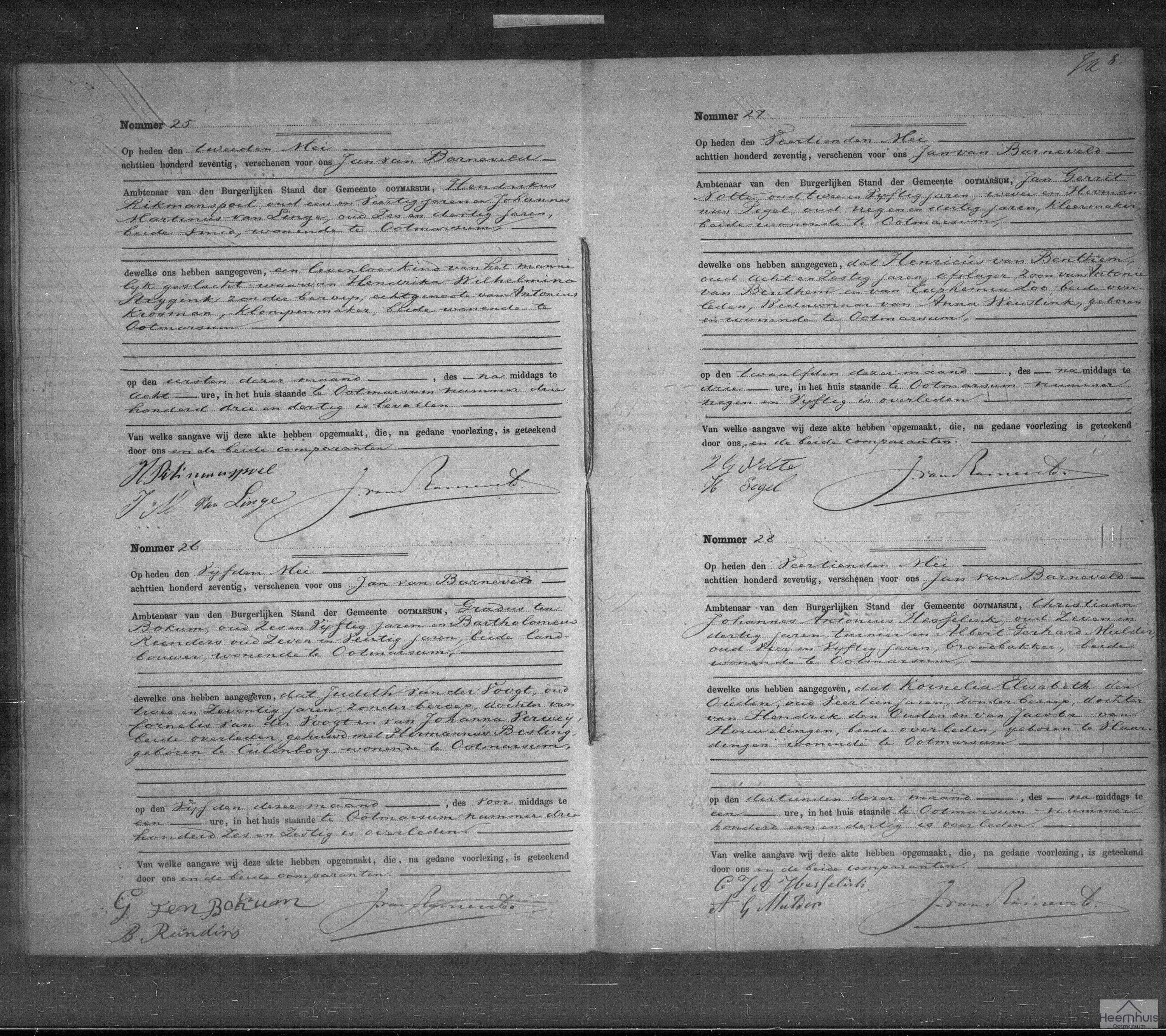 Overlijdensakte van Henricus van Benthem Overlijdensakte van Henricus van Benthem