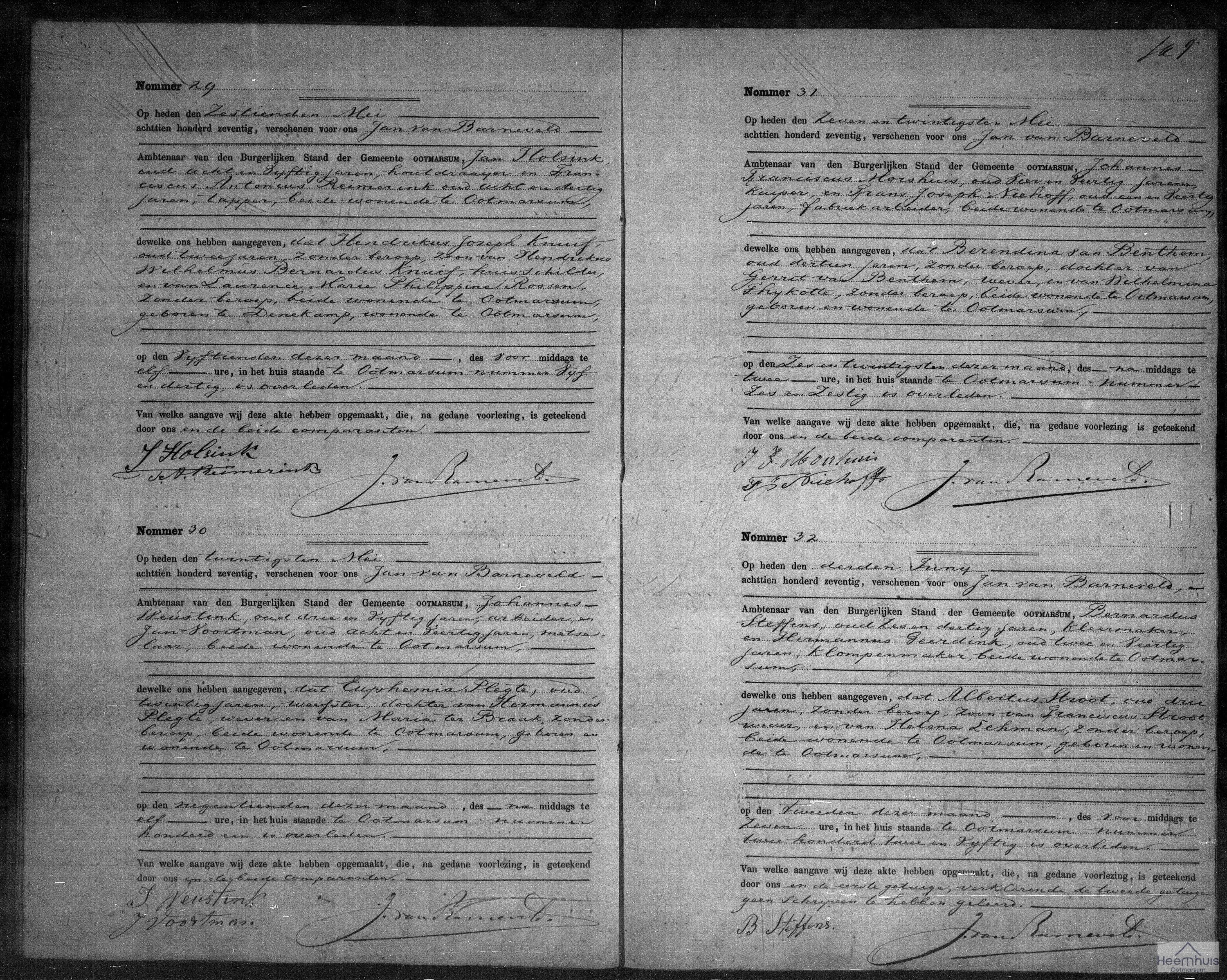 Overlijdensakte van Euphemia Plegte