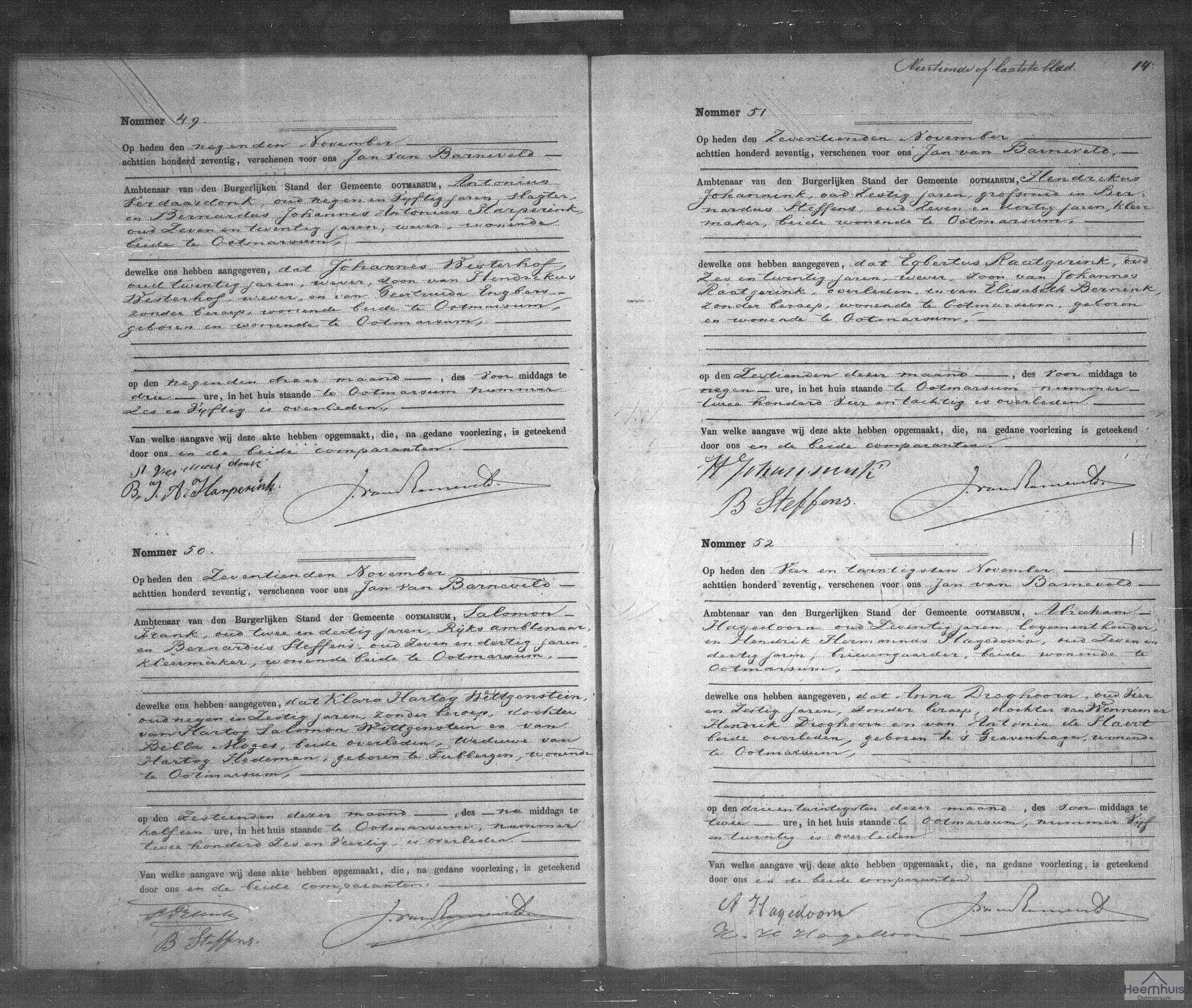 Overlijdensakte van Klara Hartog Wittgenstein