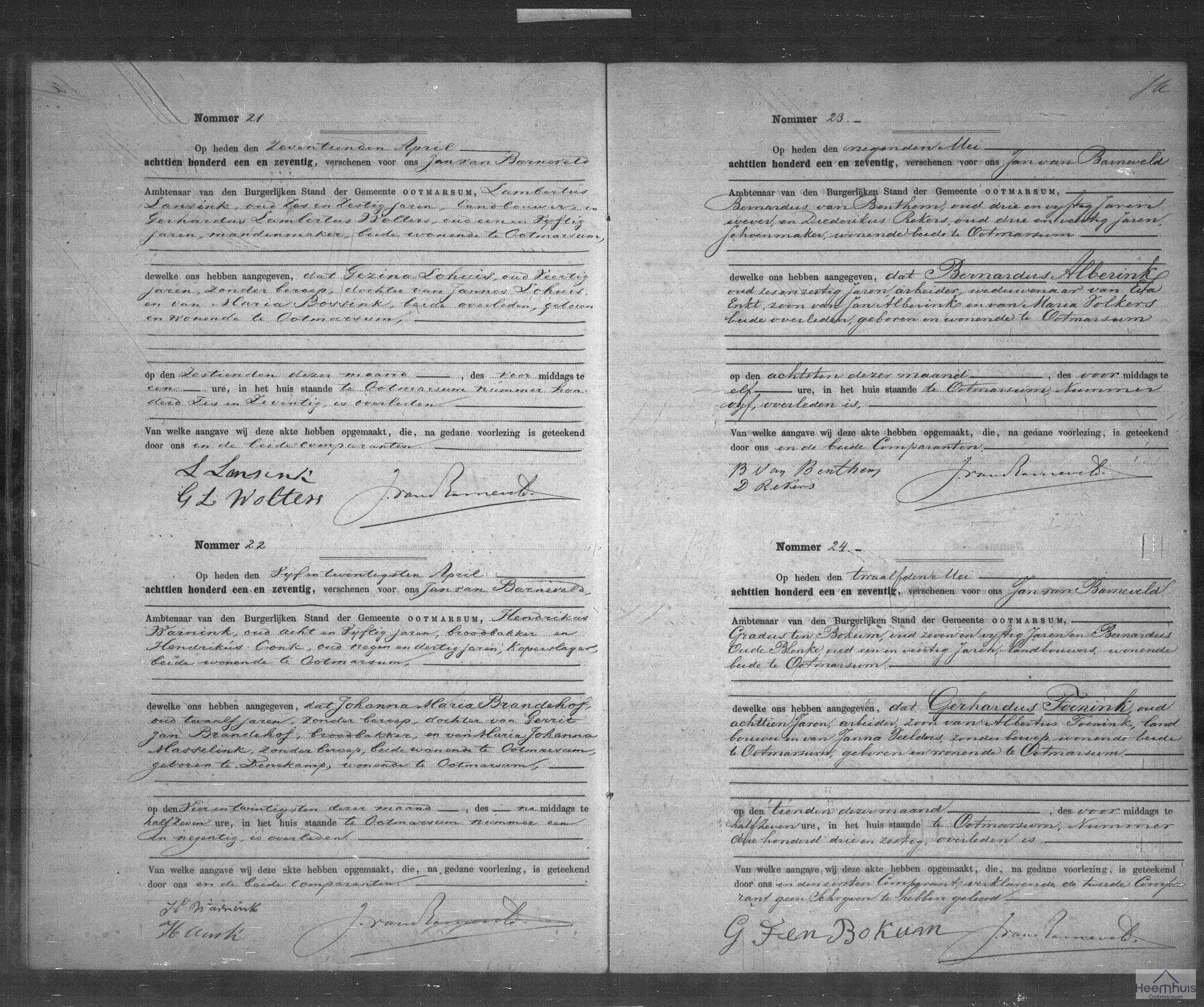 Overlijdensakte van Gezina Lohuis