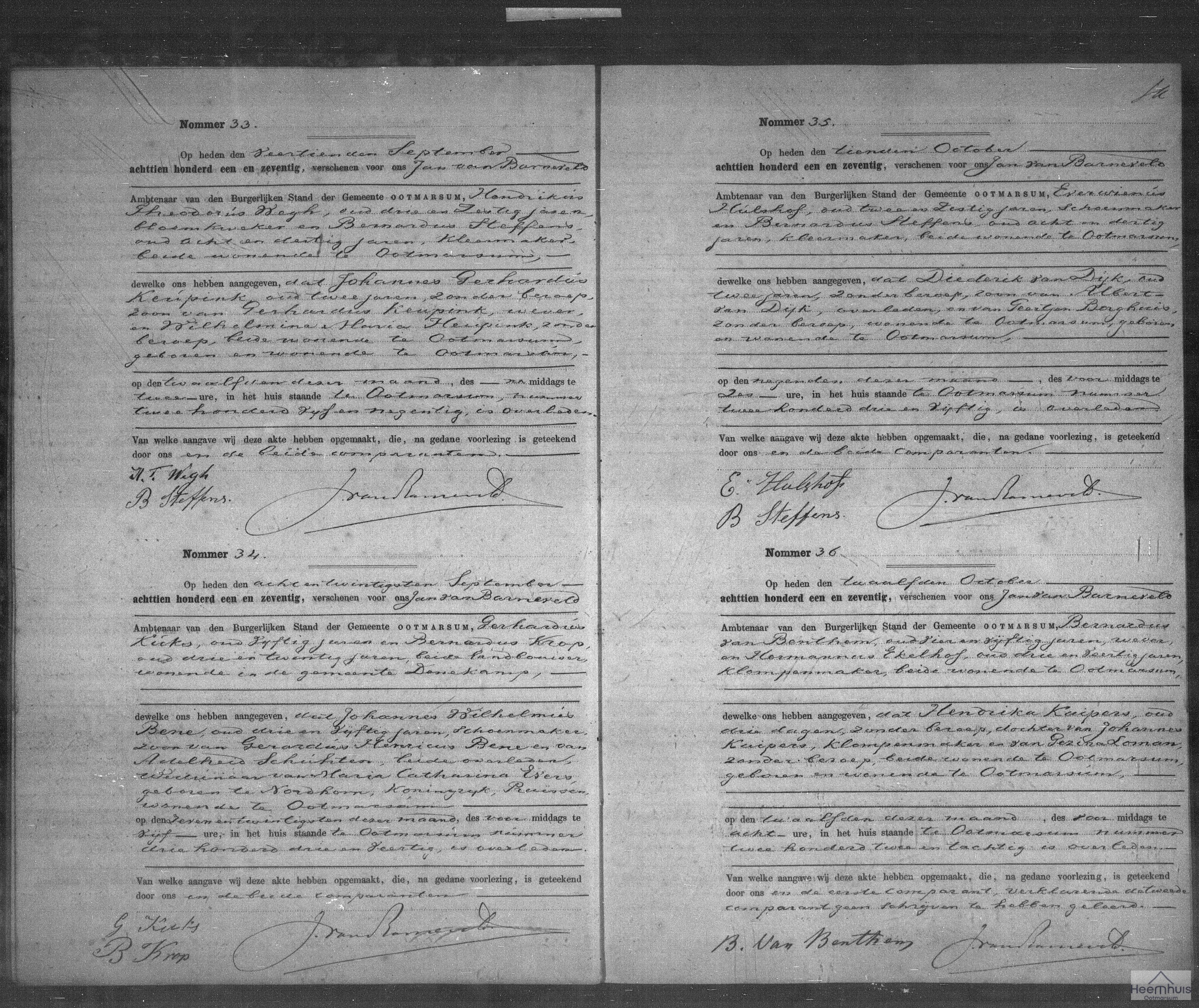 Overlijdensakte van Johannes Wilhelmus Bene Overlijdensakte van Johannes Wilhelmus Bene