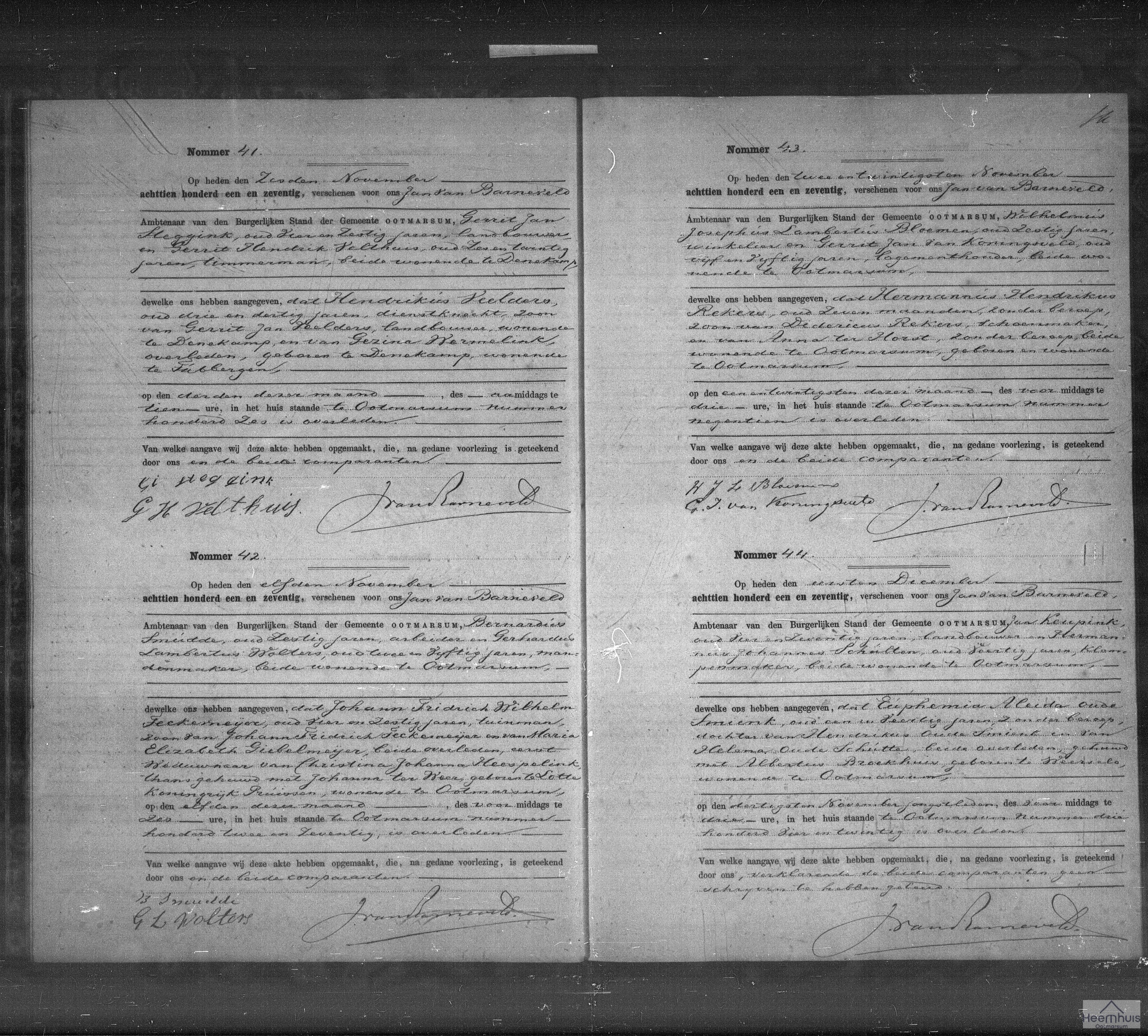 Overlijdensakte van Hermannus Hendrikus Rekers Overlijdensakte van Hermannus Hendrikus Rekers