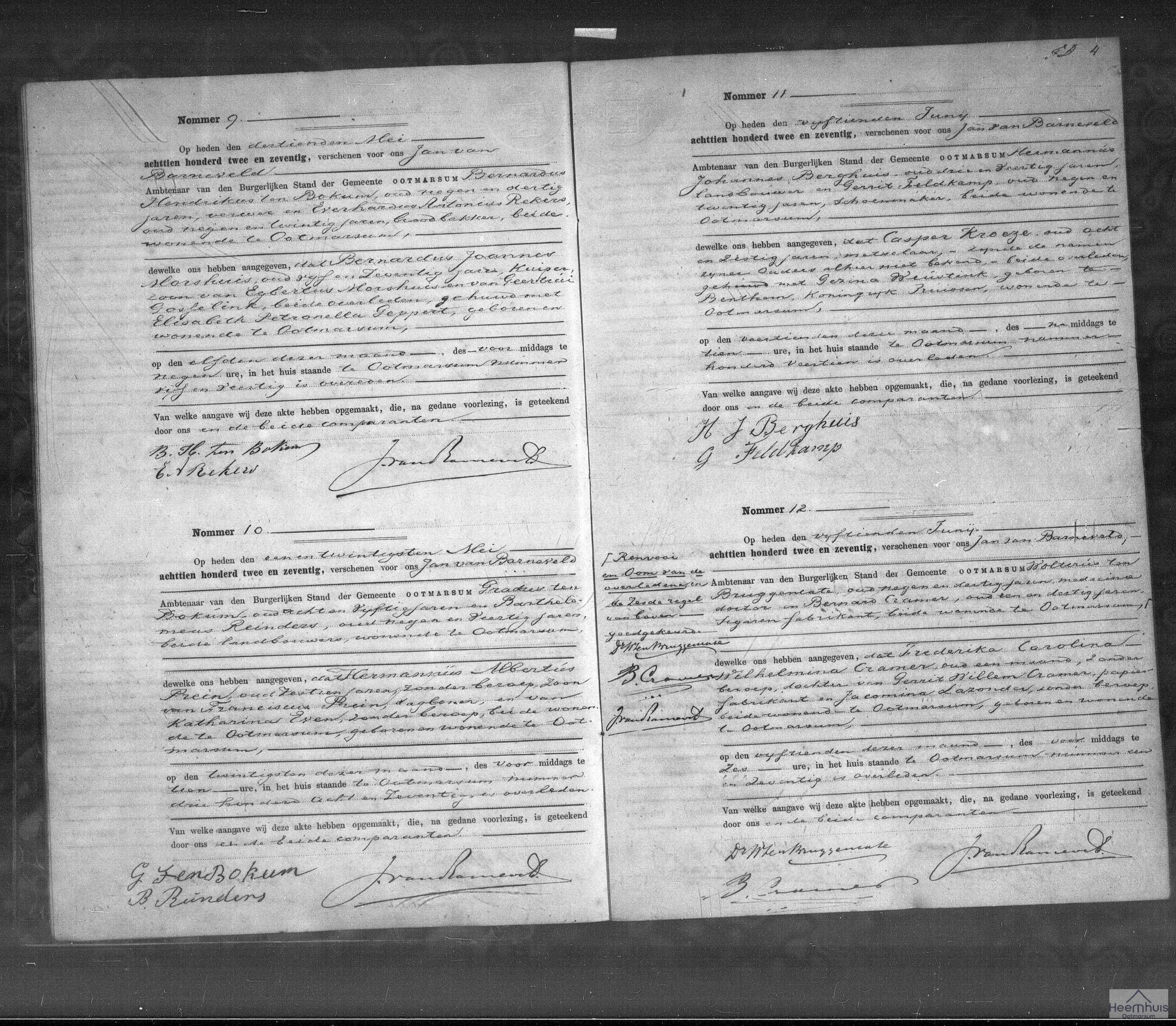 Overlijdensakte van Bernardus Joannes Morshuis