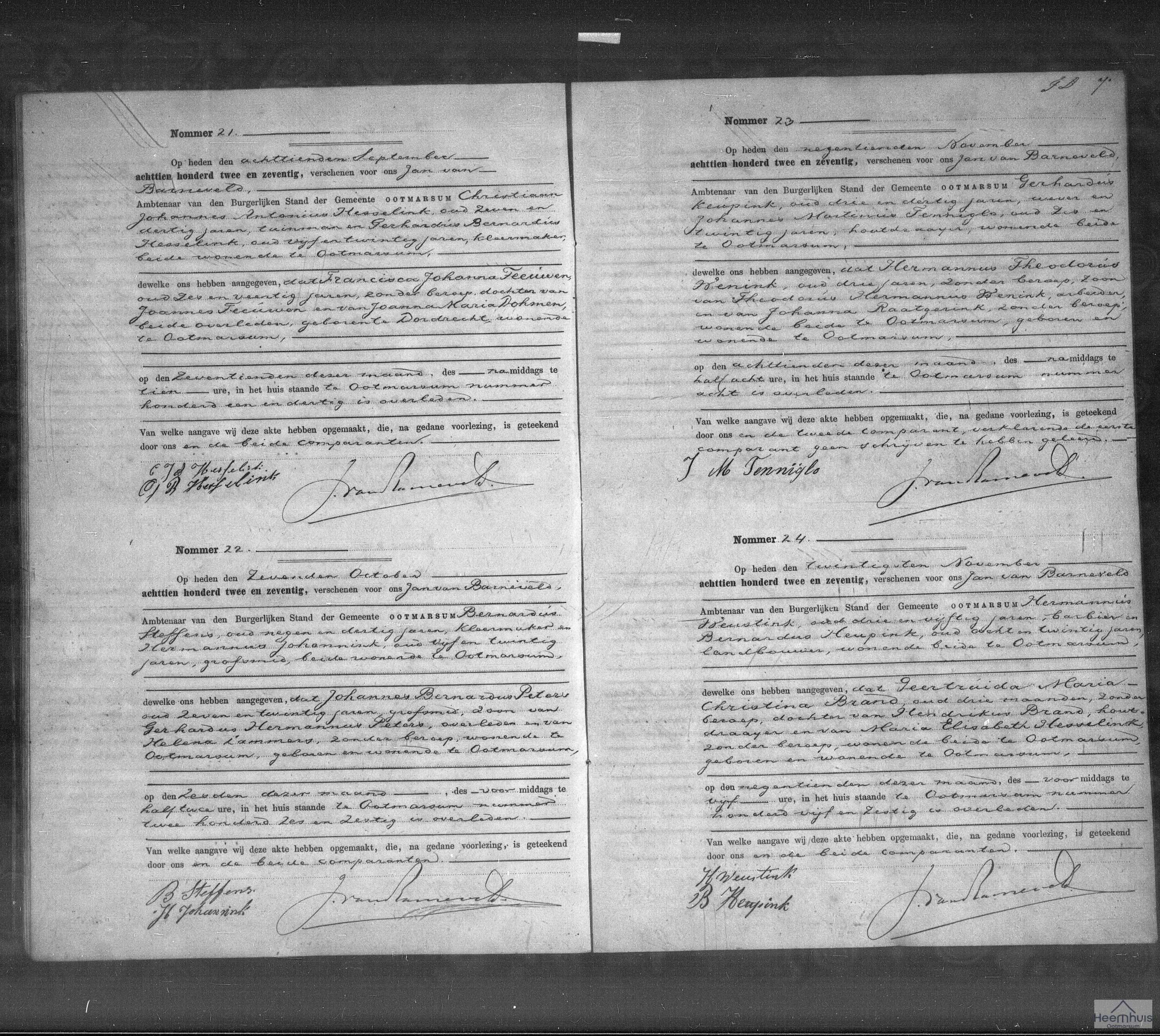 Overlijdensakte van Hermannus Theodorus Wenink Overlijdensakte van Hermannus Theodorus Wenink