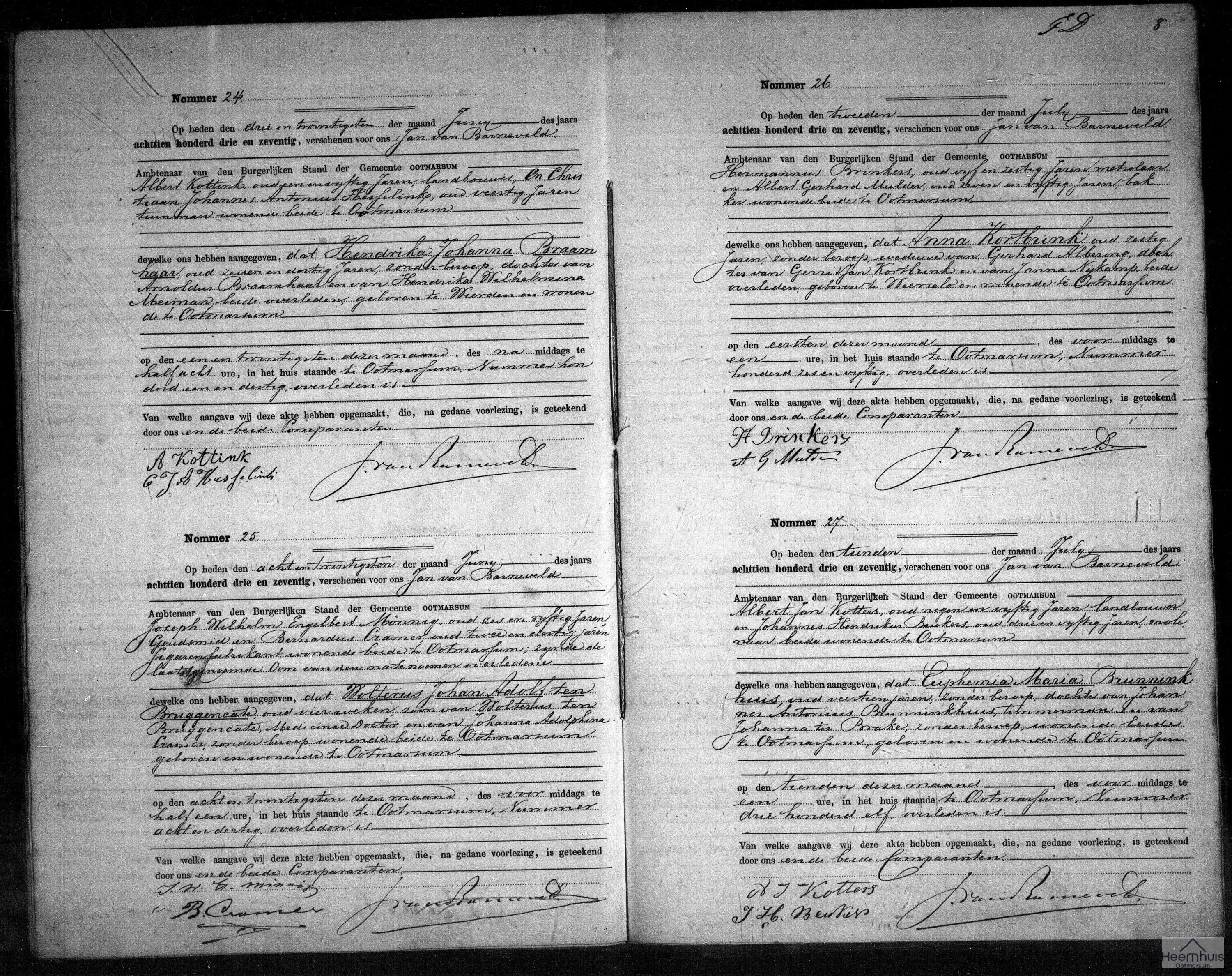 Overlijdensakte van Anna Kortbrink