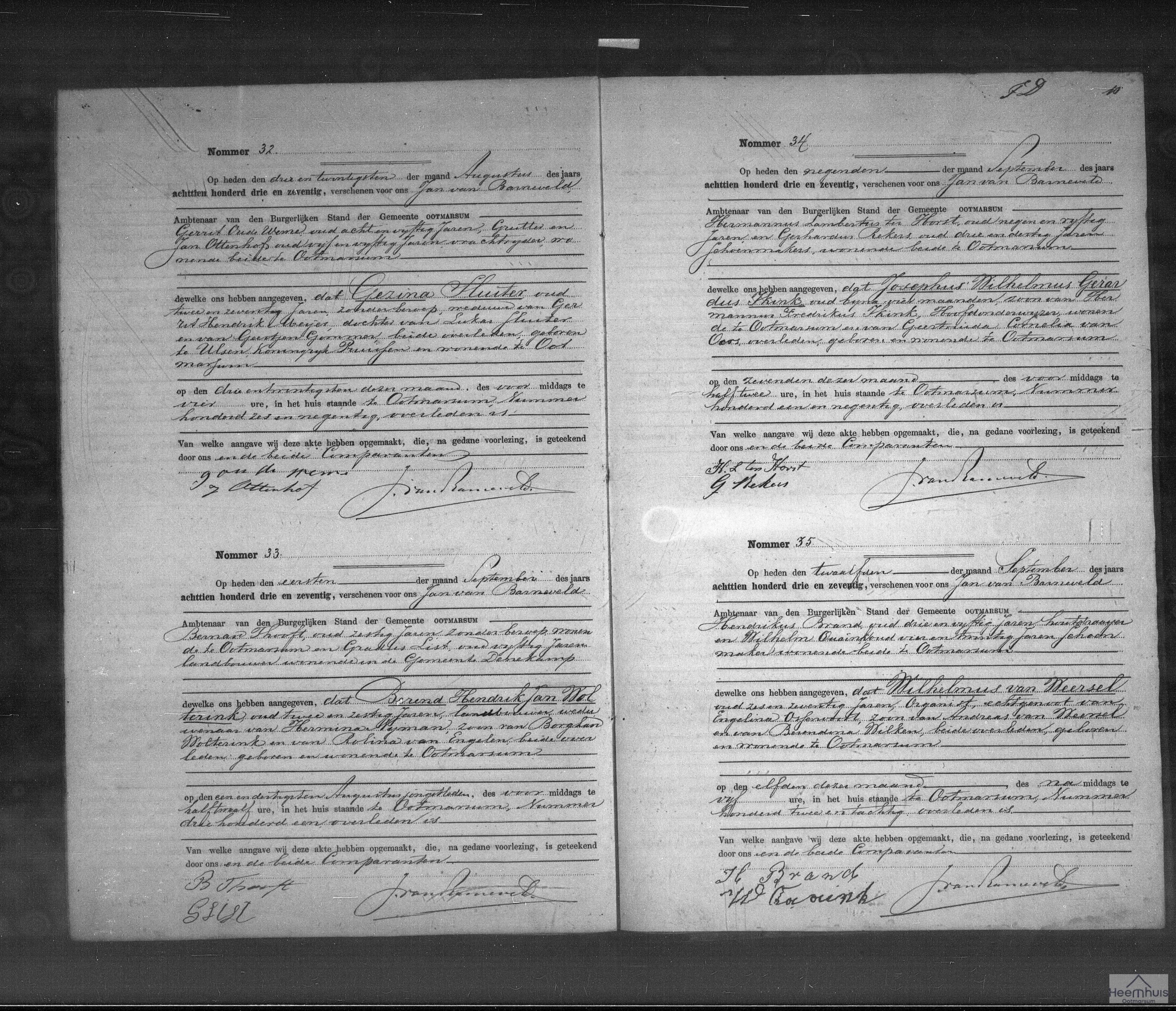 Overlijdensakte van Gezina Sluiter