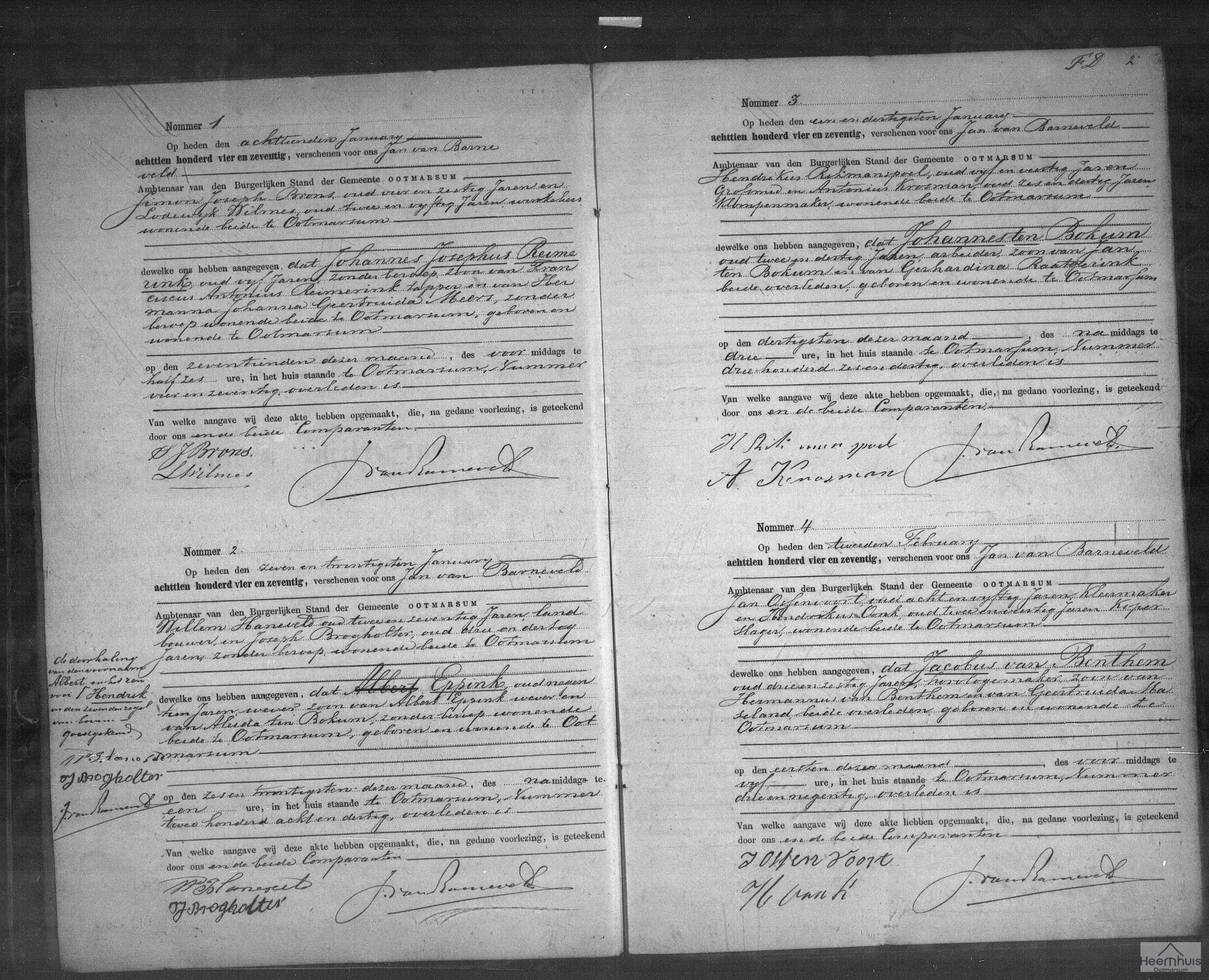 Overlijdensakte van Jacobus van Benthem