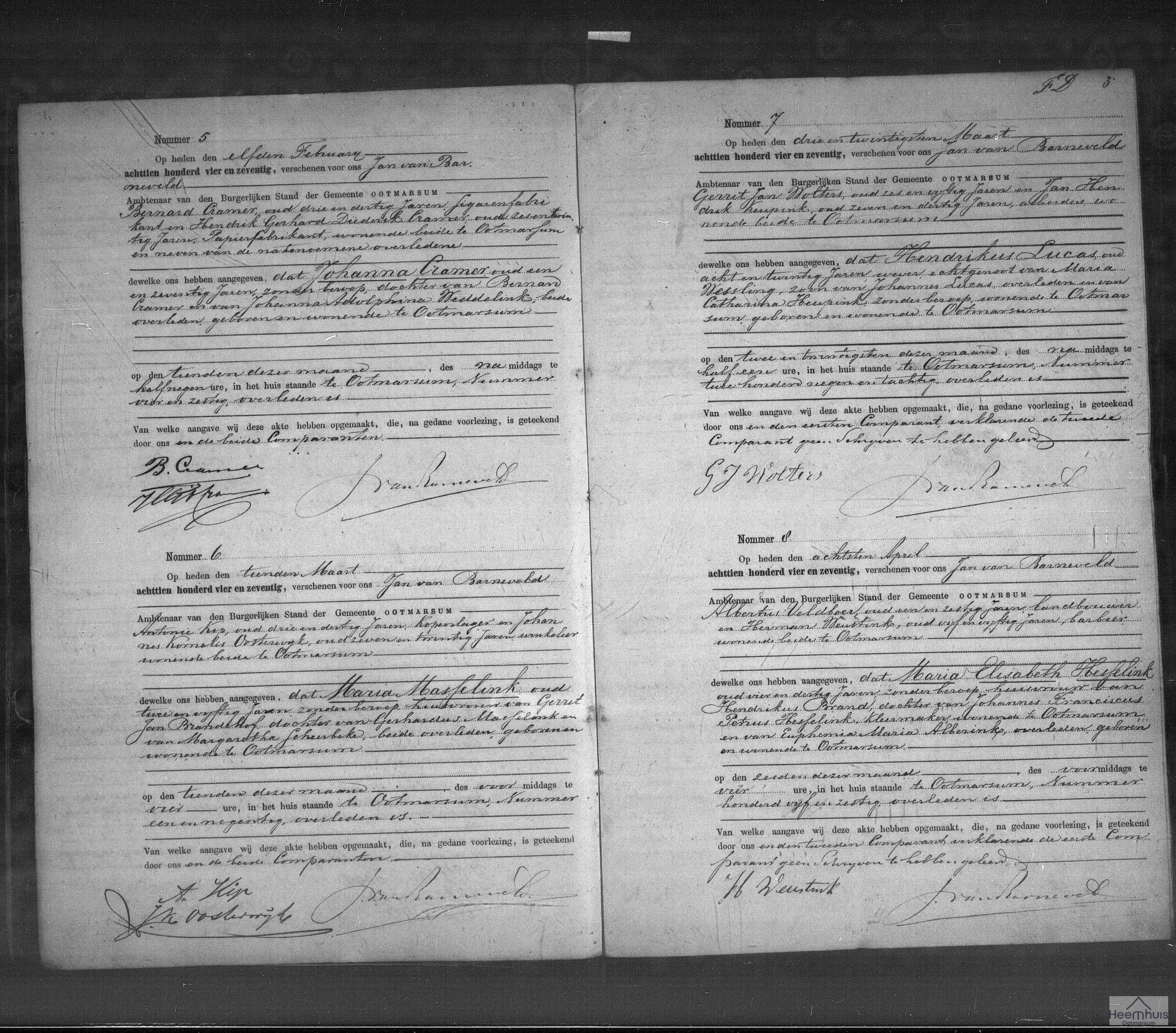 Overlijdensakte van Maria Masselink