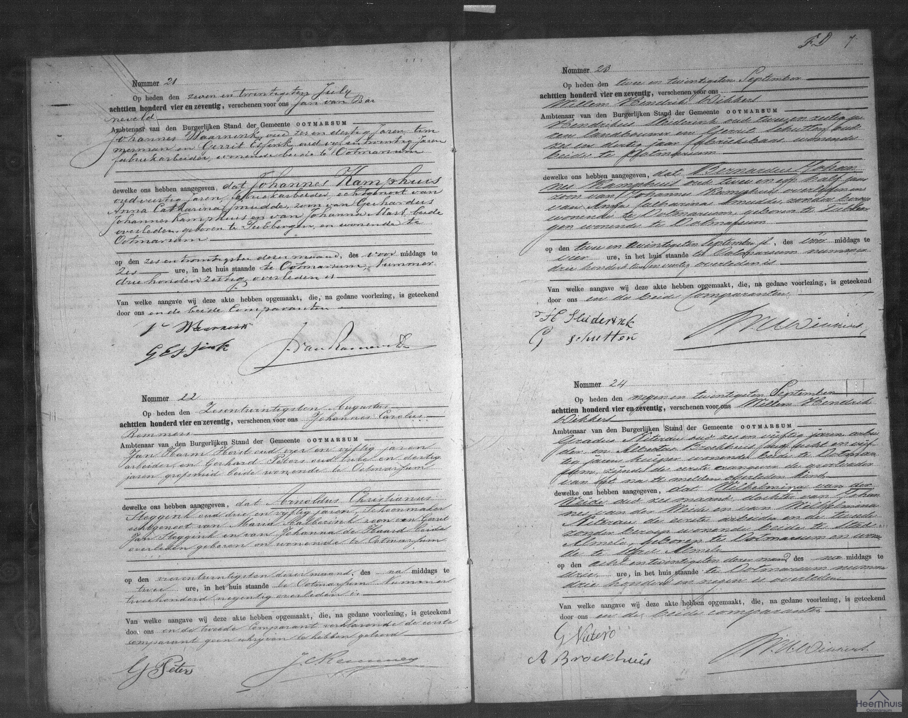 Overlijdensakte van Arnoldus Christianus Steggink