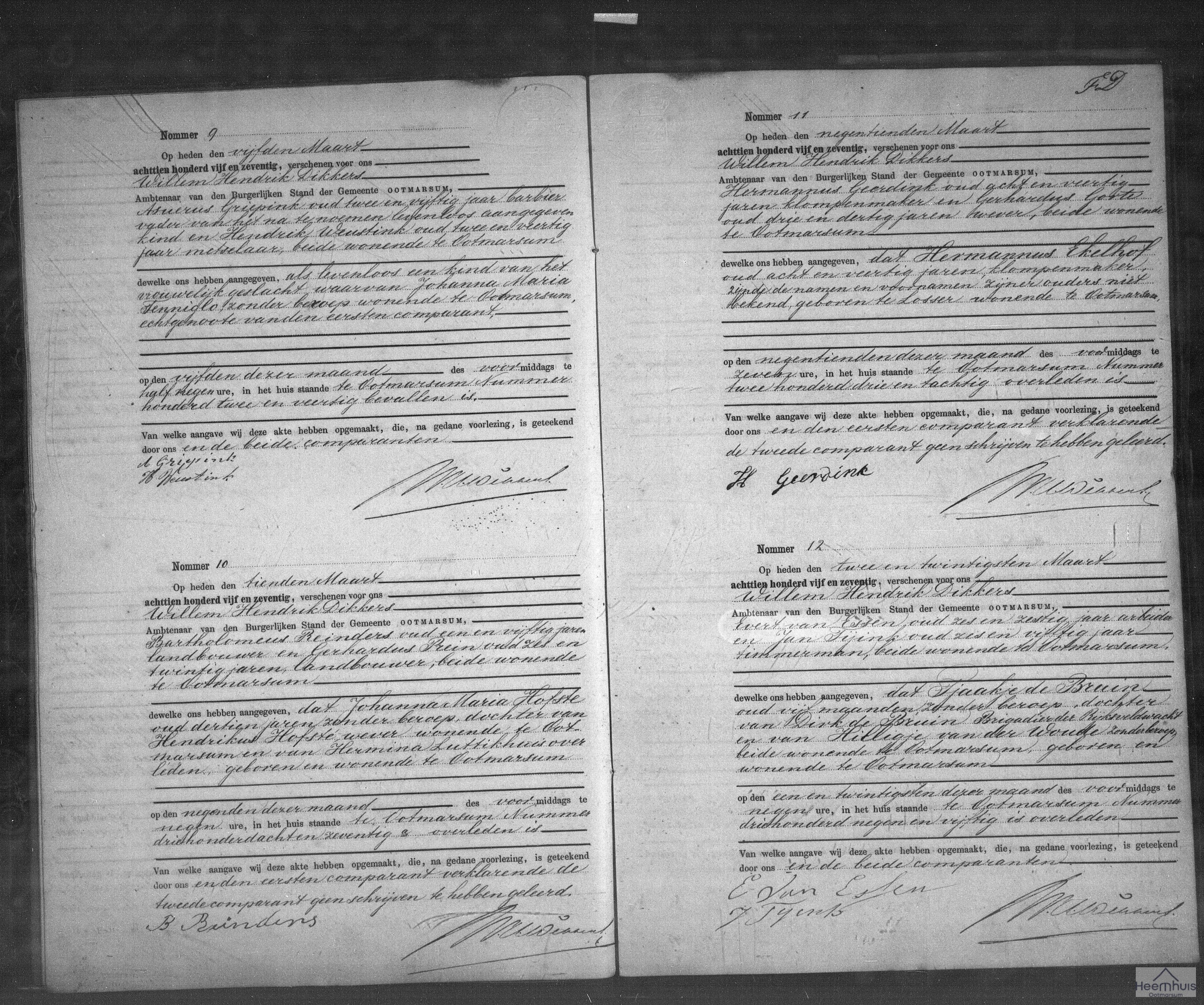 Overlijdensakte van levenloos geboren kind Griepink