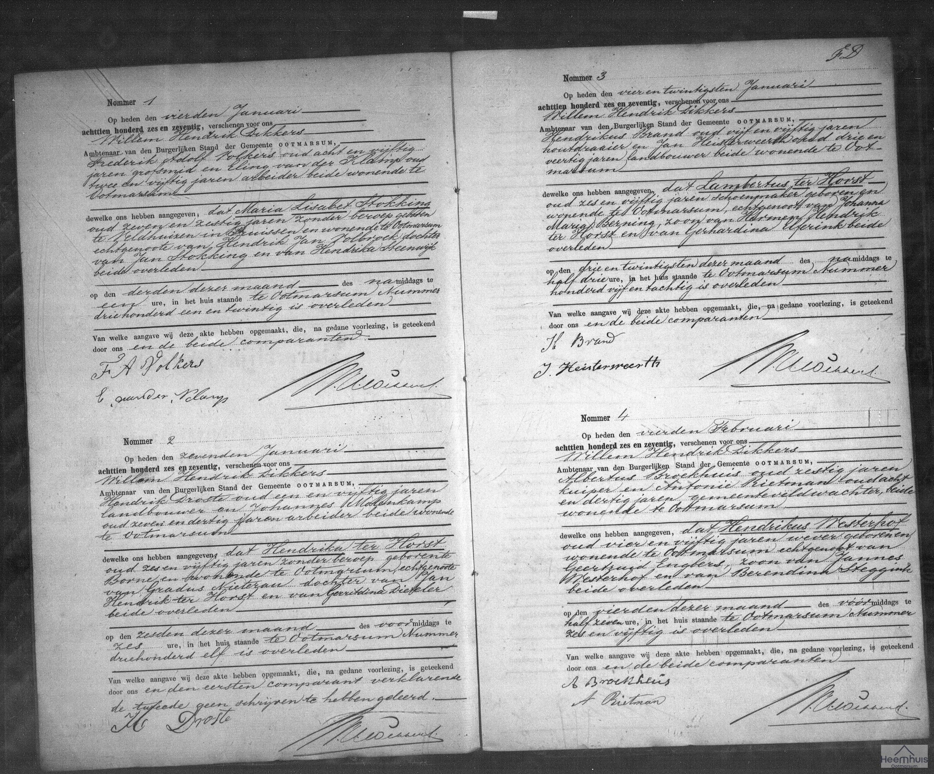 Overlijdensakte van Hendrikus Westerhof Overlijdensakte van Hendrikus Westerhof