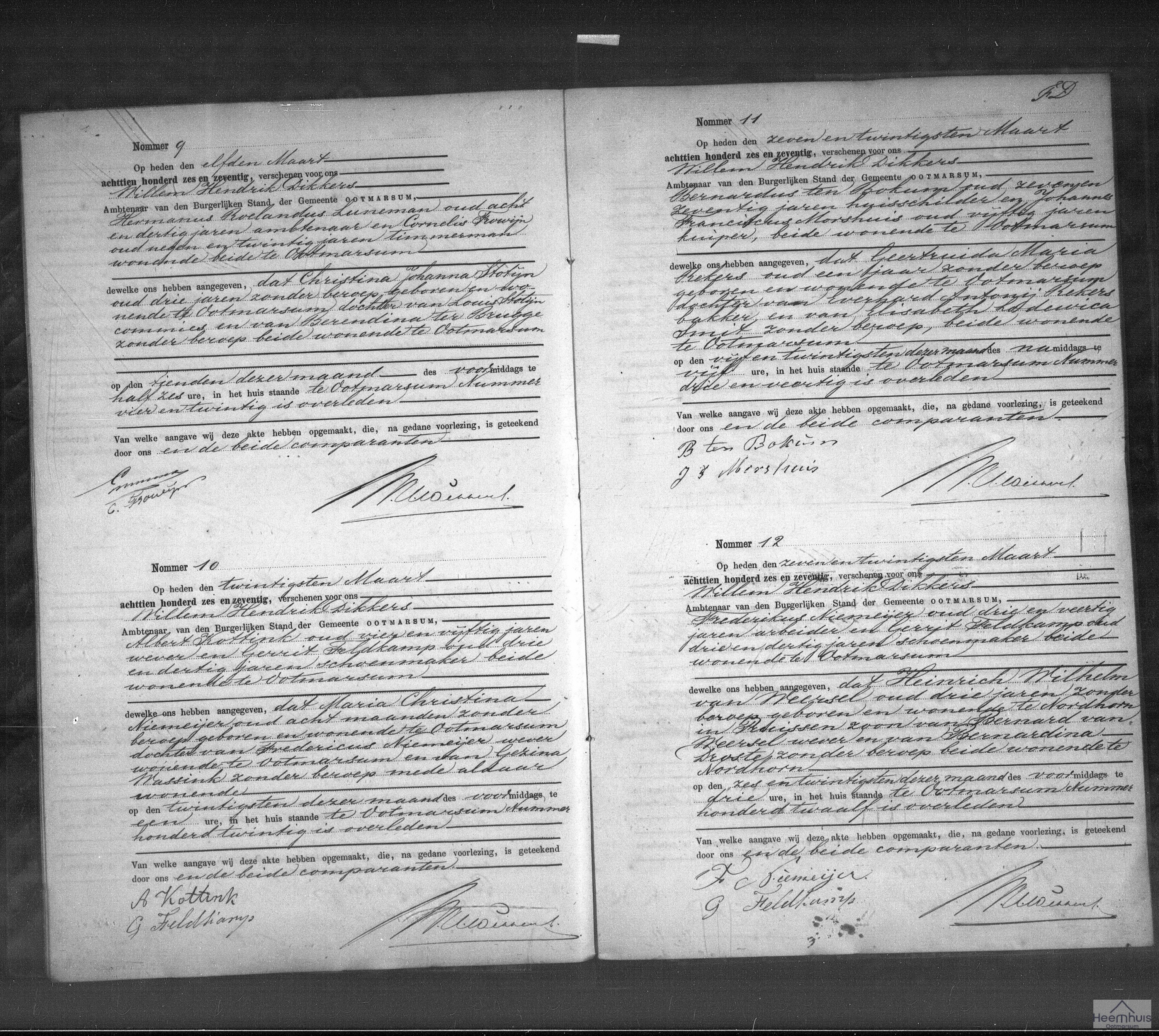 Overlijdensakte van Heinrich Wilhelm van Weersel