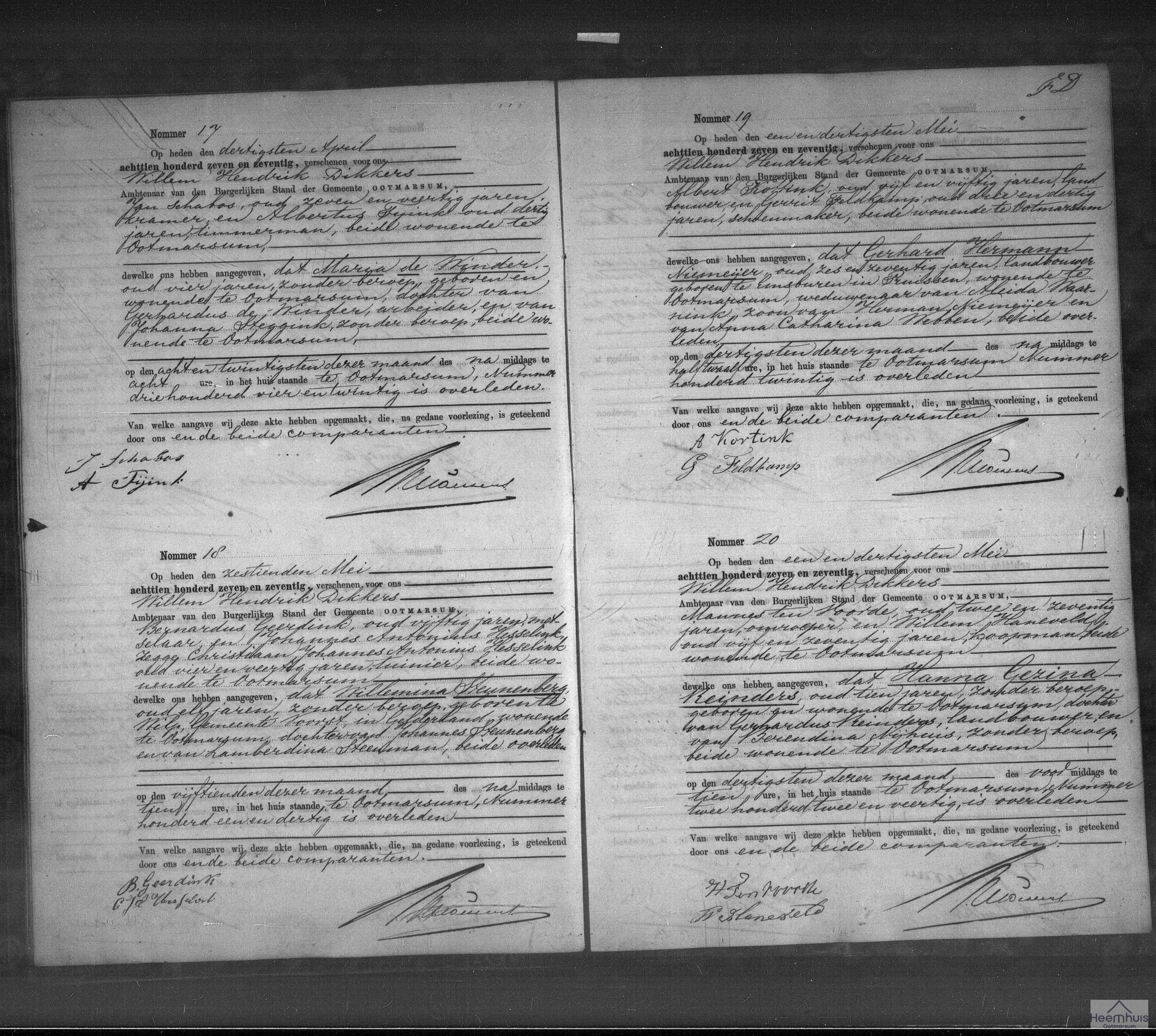 Overlijdensakte van Willemina Steunenberg