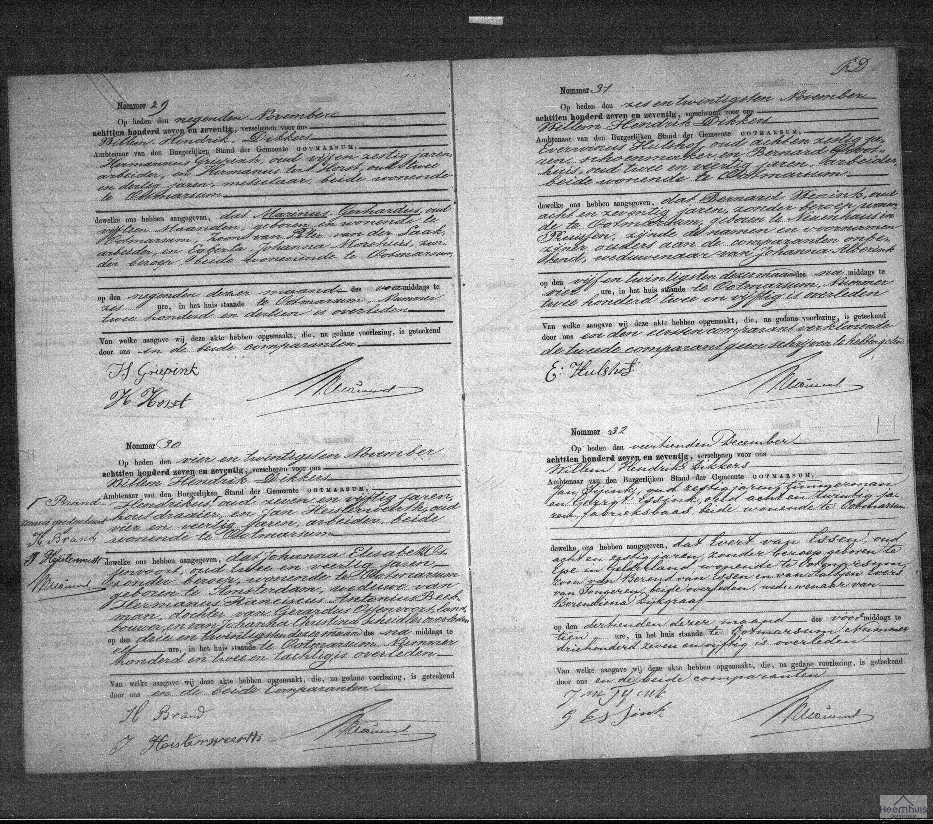 Overlijdensakte van Johanna Elisabeth Ossenvoort