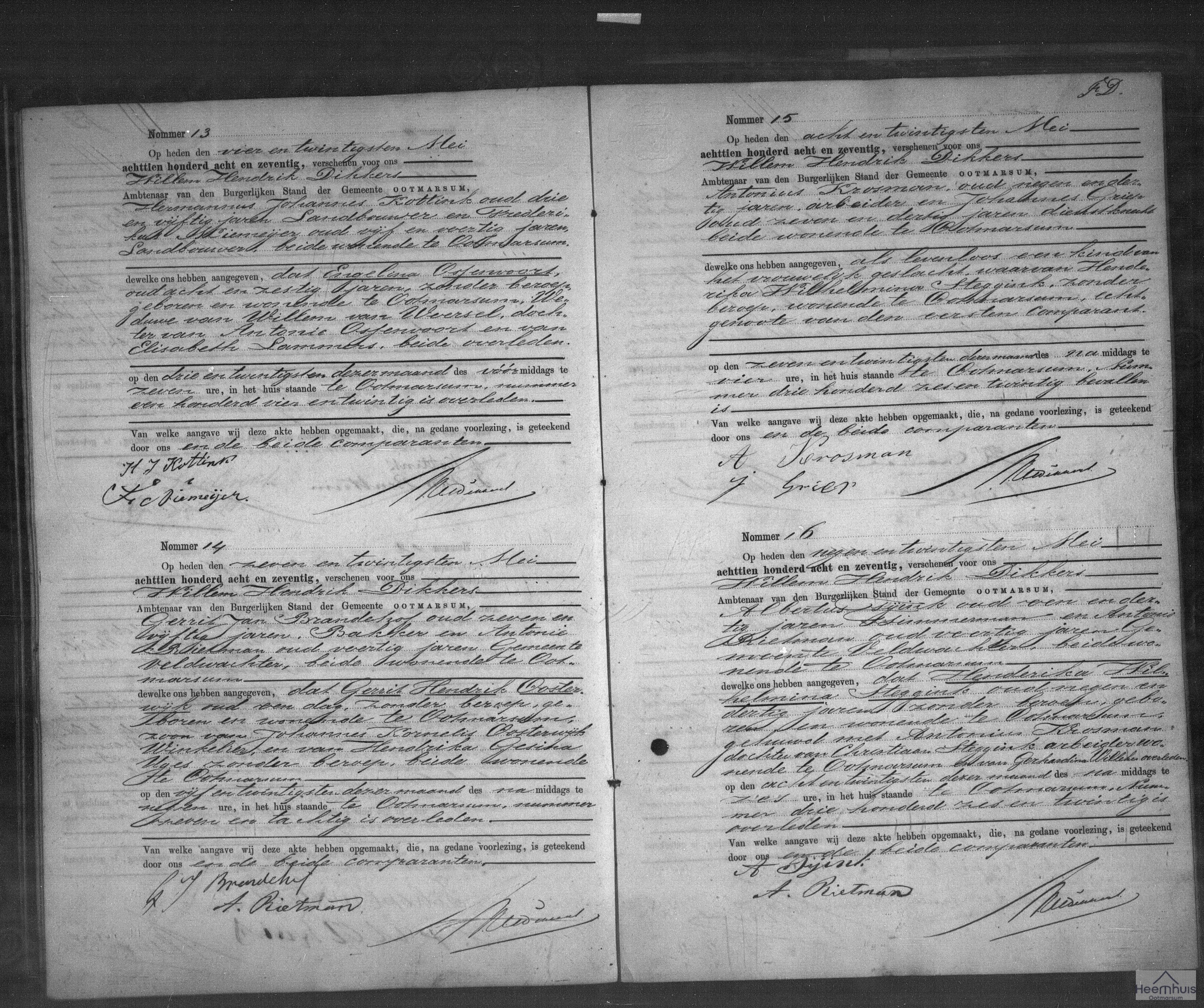 Overlijdensakte van Henderika Wilhelmina Steggink