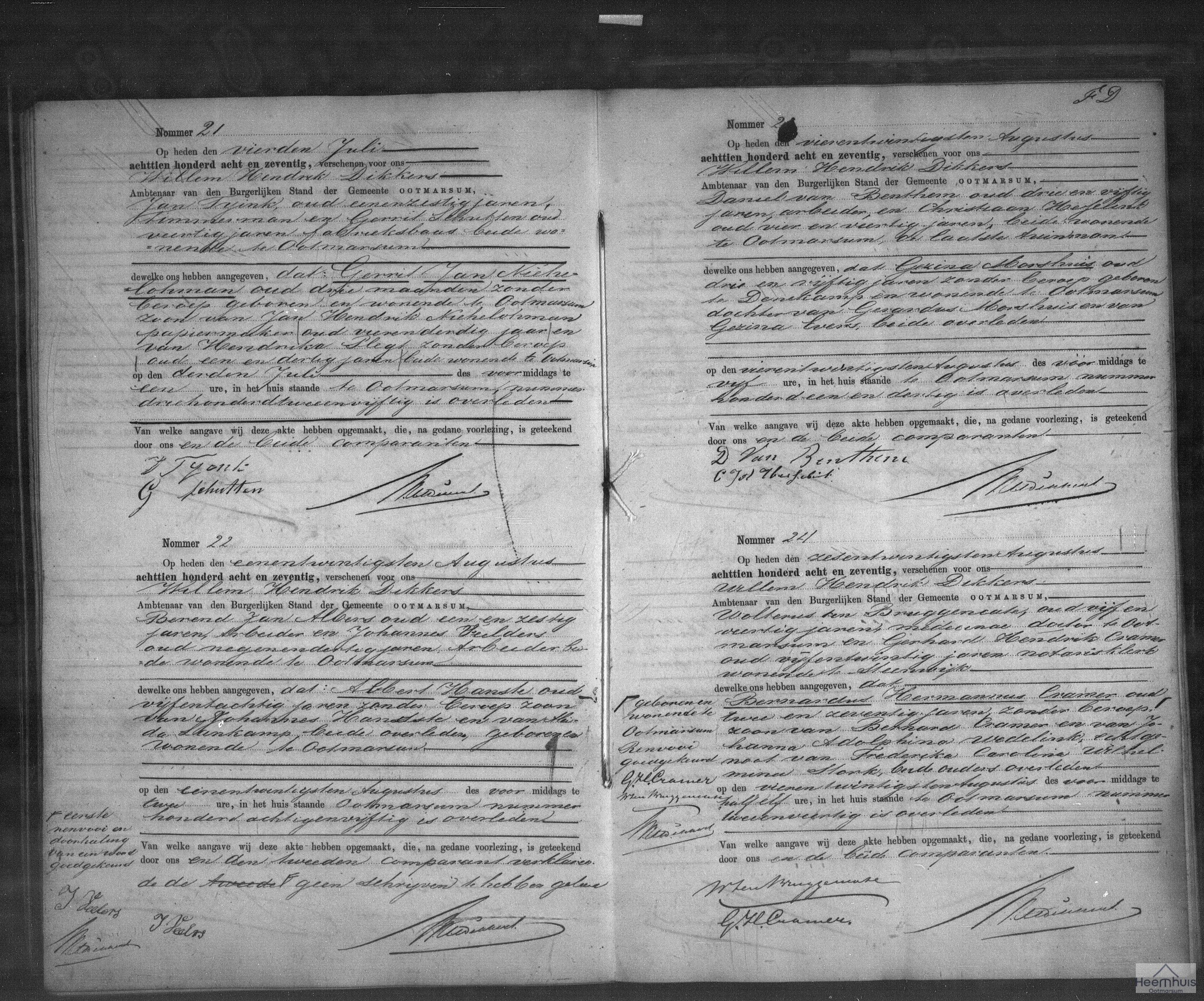 Overlijdensakte van Gezina Morshuis