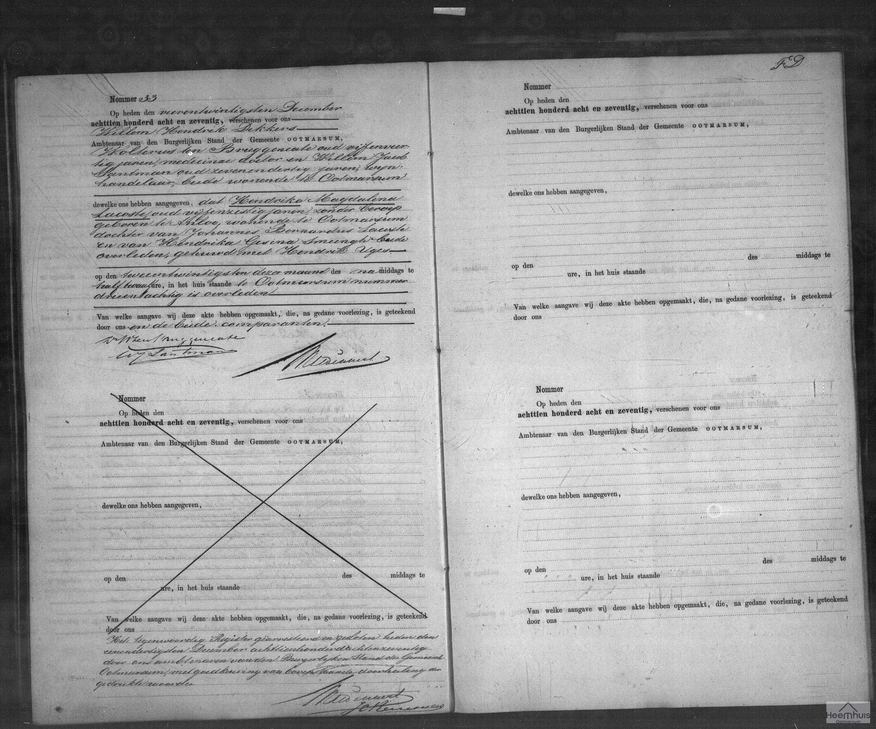 Overlijdensakte van Hendrika Magdalena Lacoste