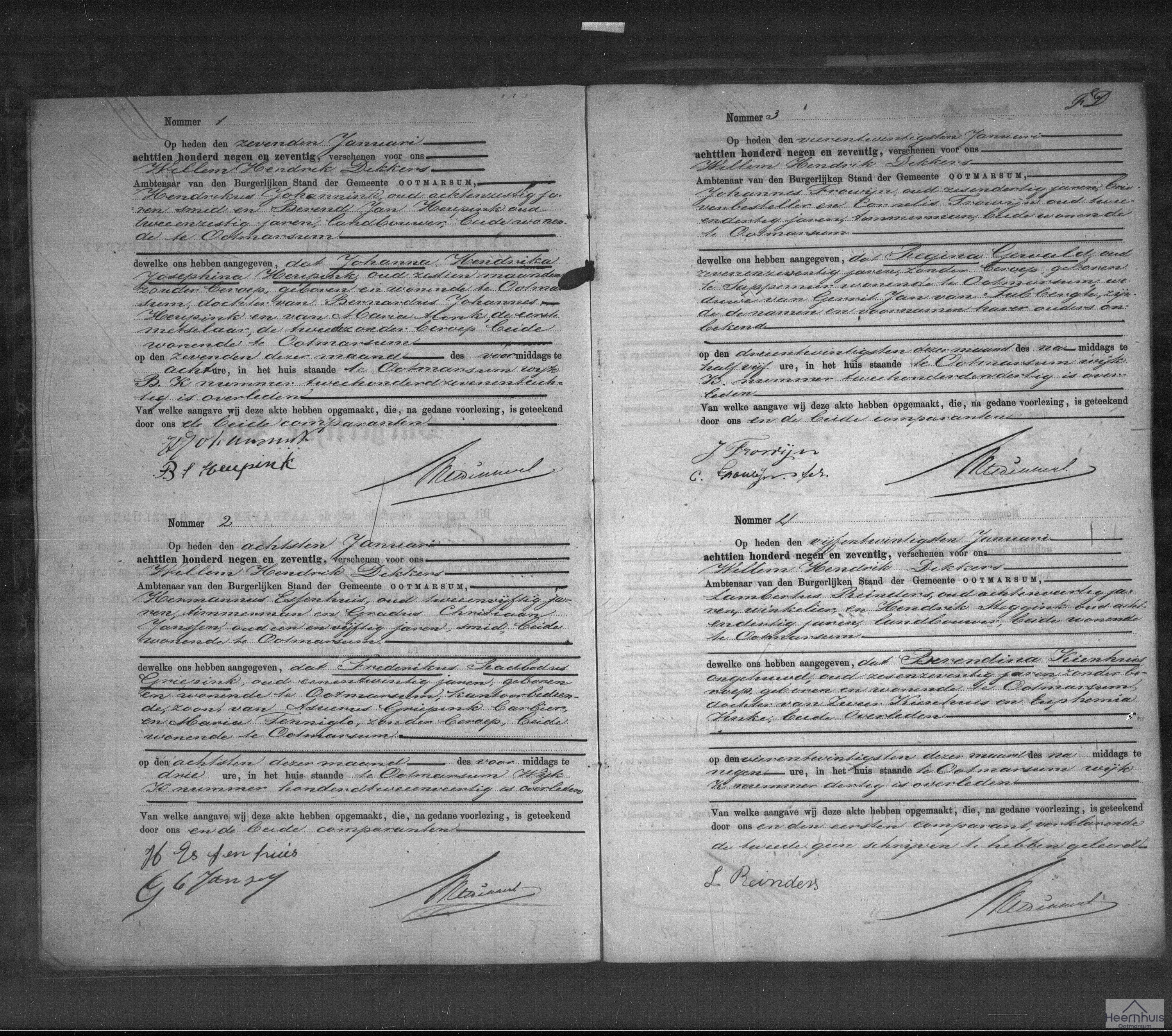 Overlijdensakte van Frederikus Radbodus Griepink