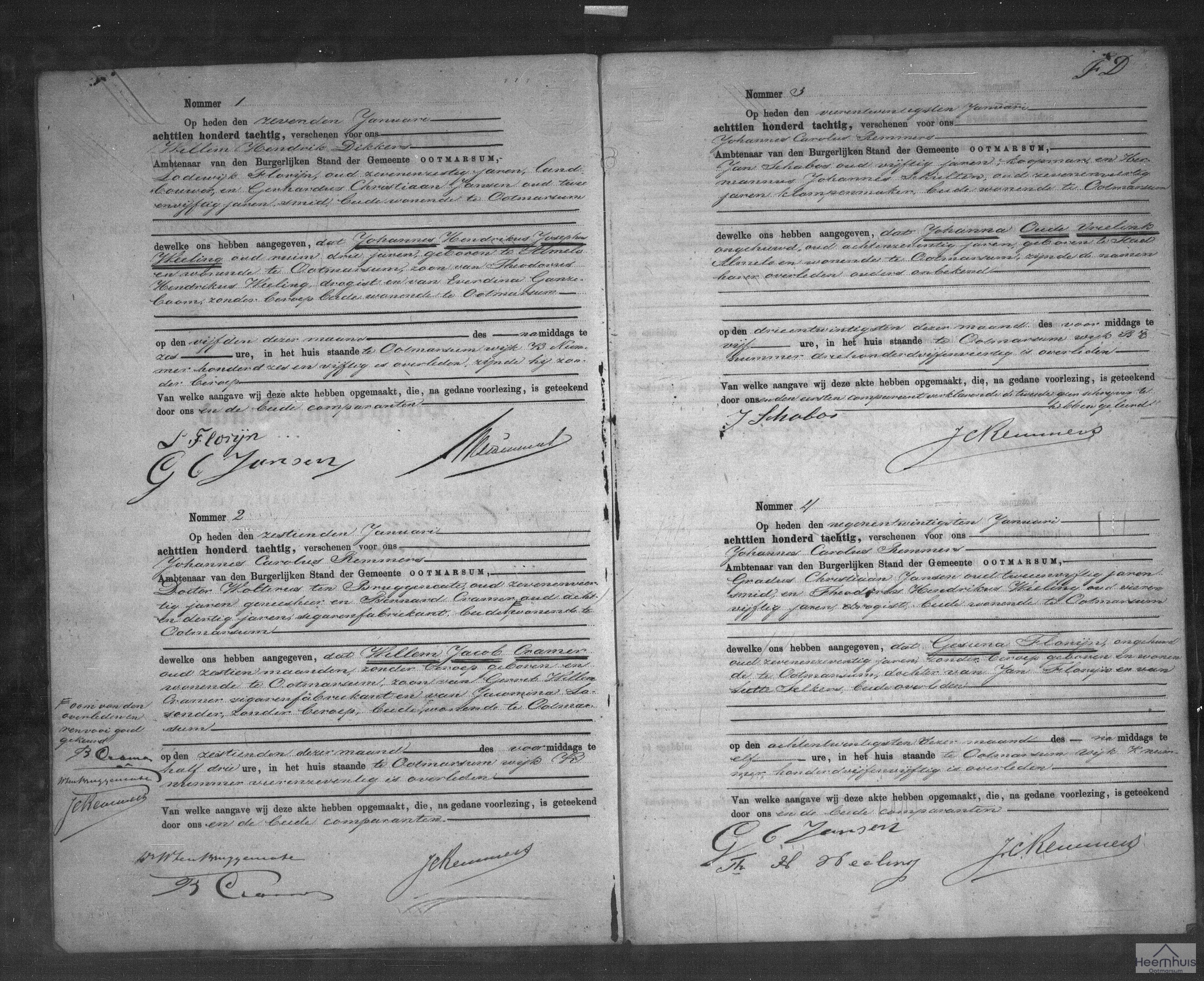 Overlijdensakte van Gesiena Florijn