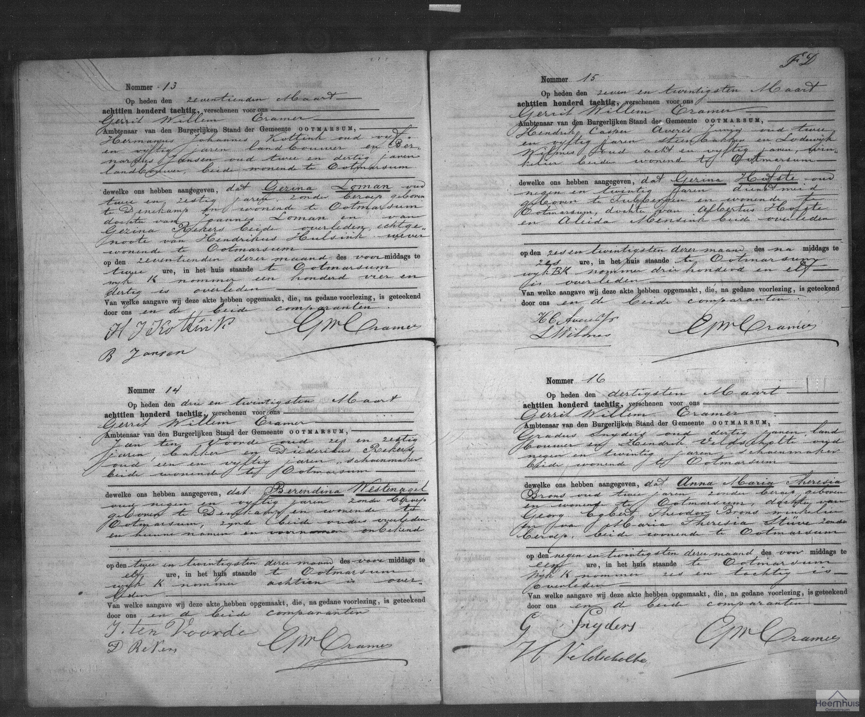 Overlijdensakte van Gezina Loman Overlijdensakte van Gezina Loman