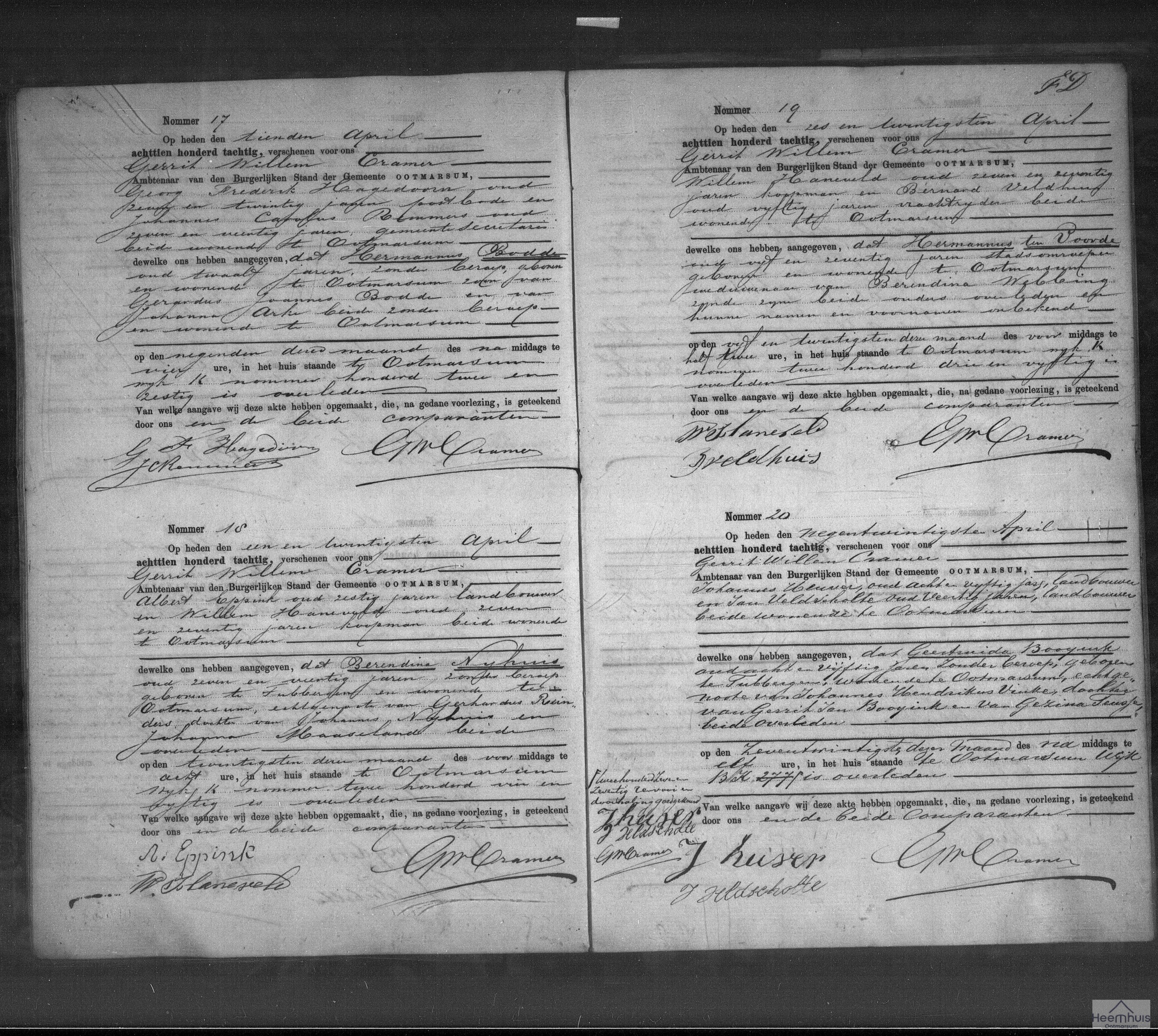 Overlijdensakte van Hermannus Bodde Overlijdensakte van Hermannus Bodde