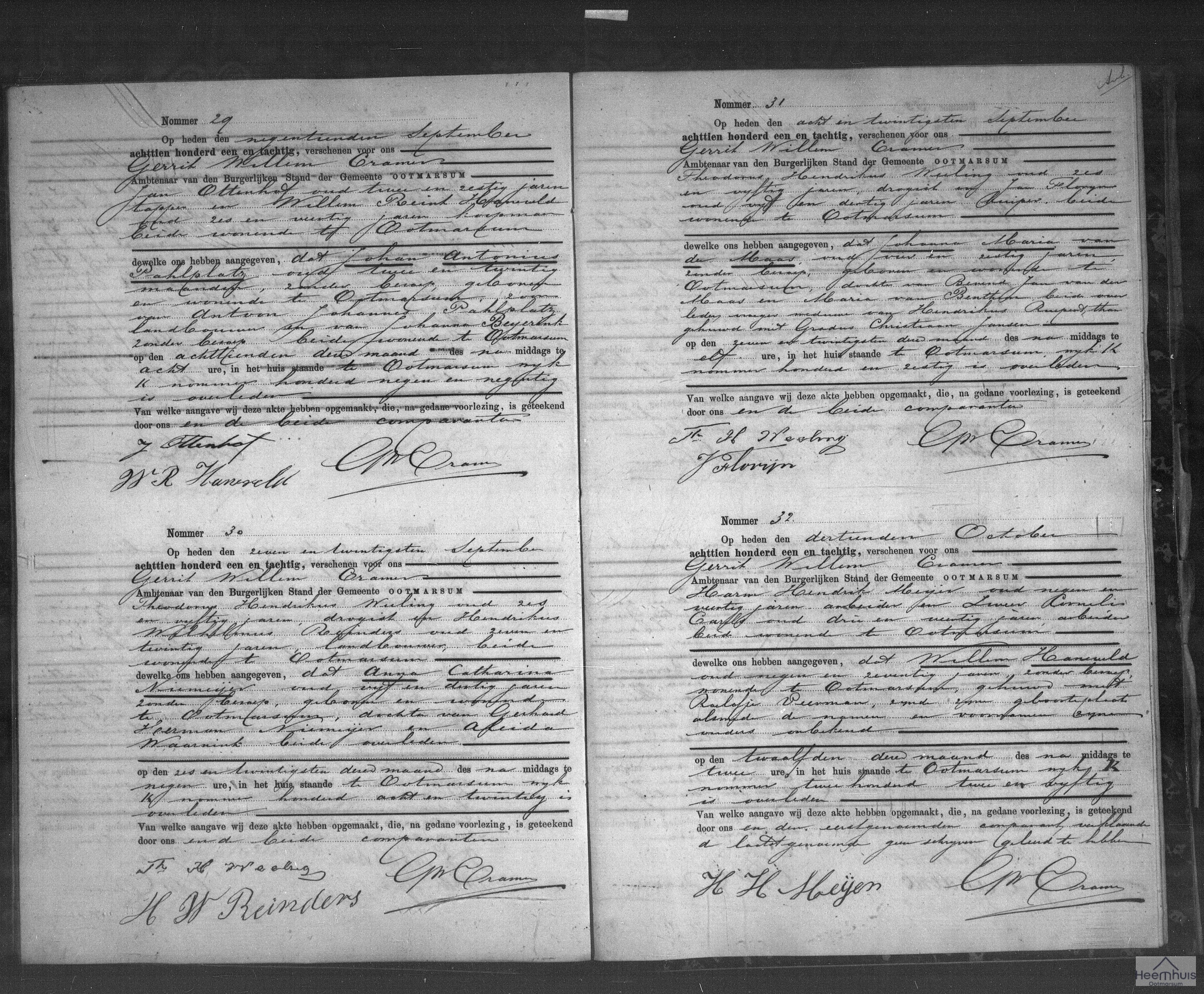 Overlijdensakte van Johan Antonius Pahlplatz