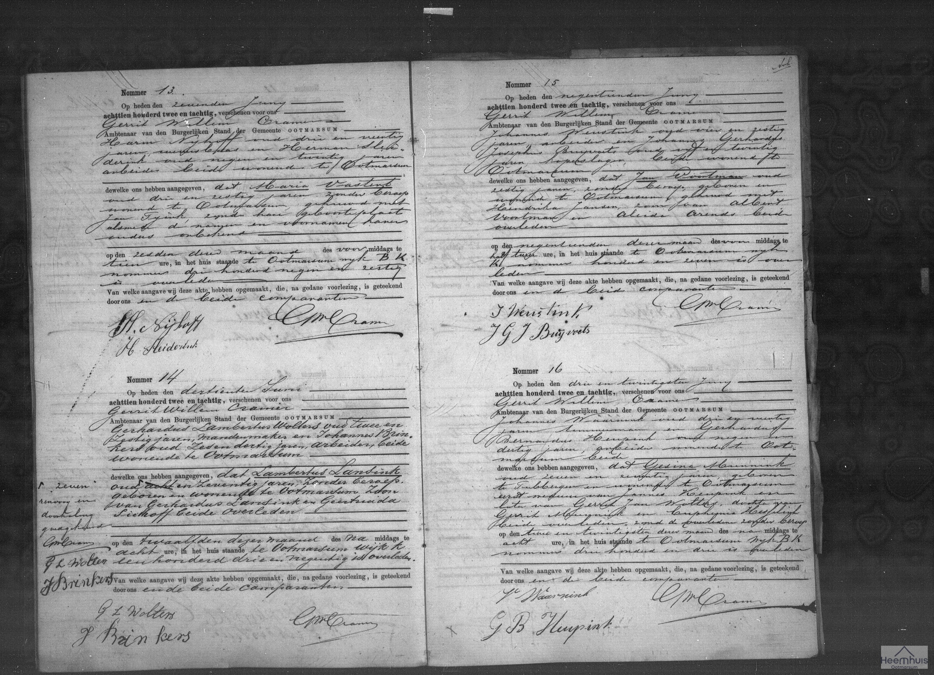 Overlijdensakte van Jan Voortman