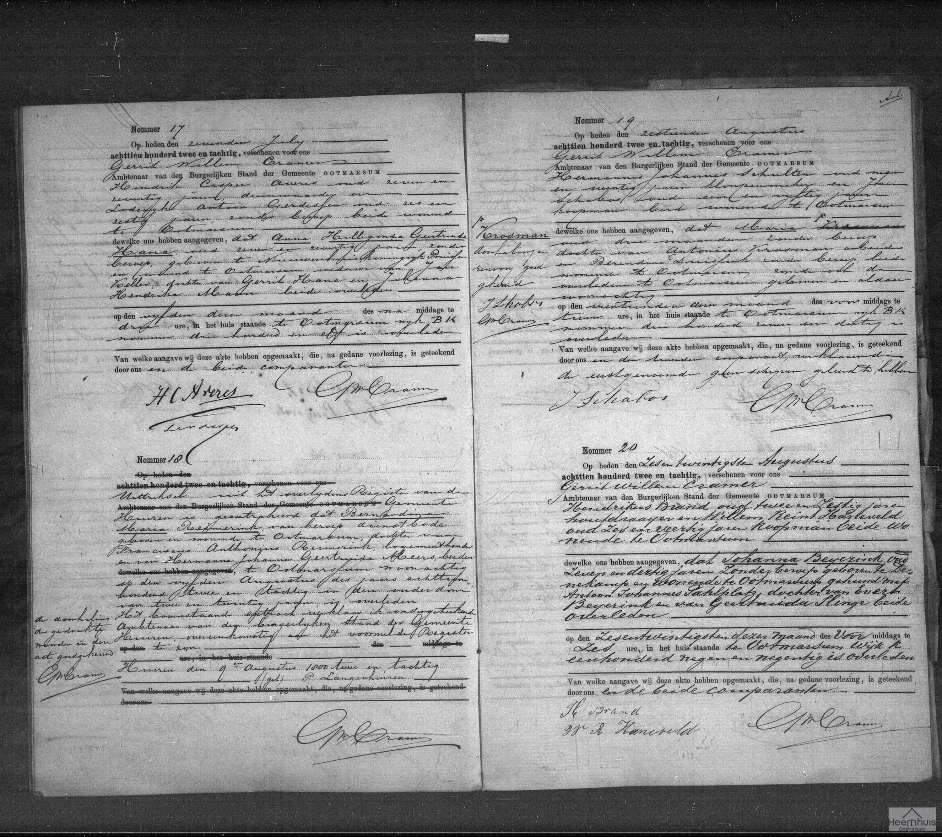 Overlijdensakte van Johanna Beijerink