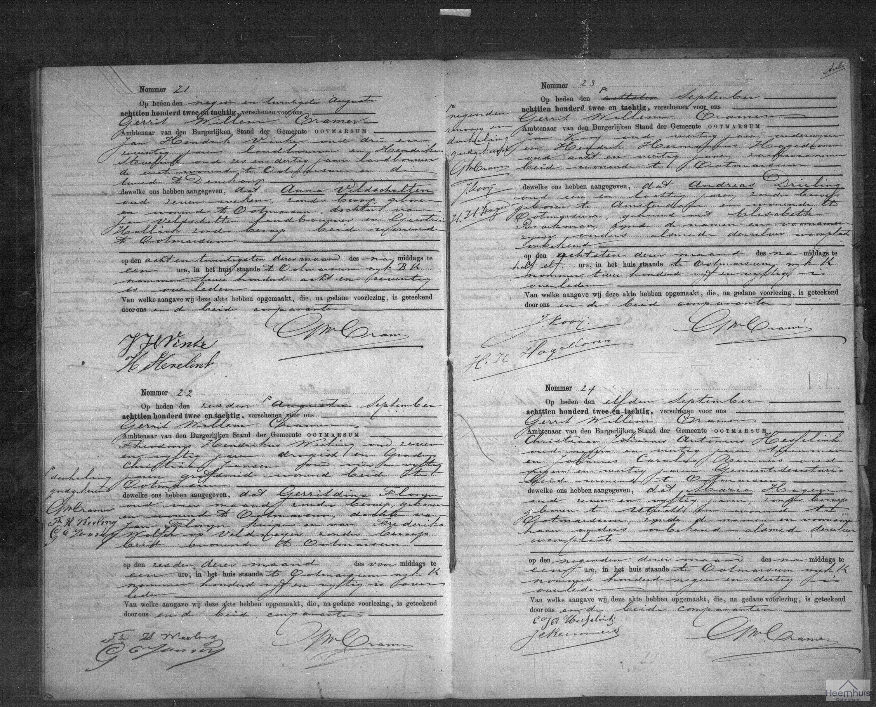 Overlijdensakte van Andreas Drieling