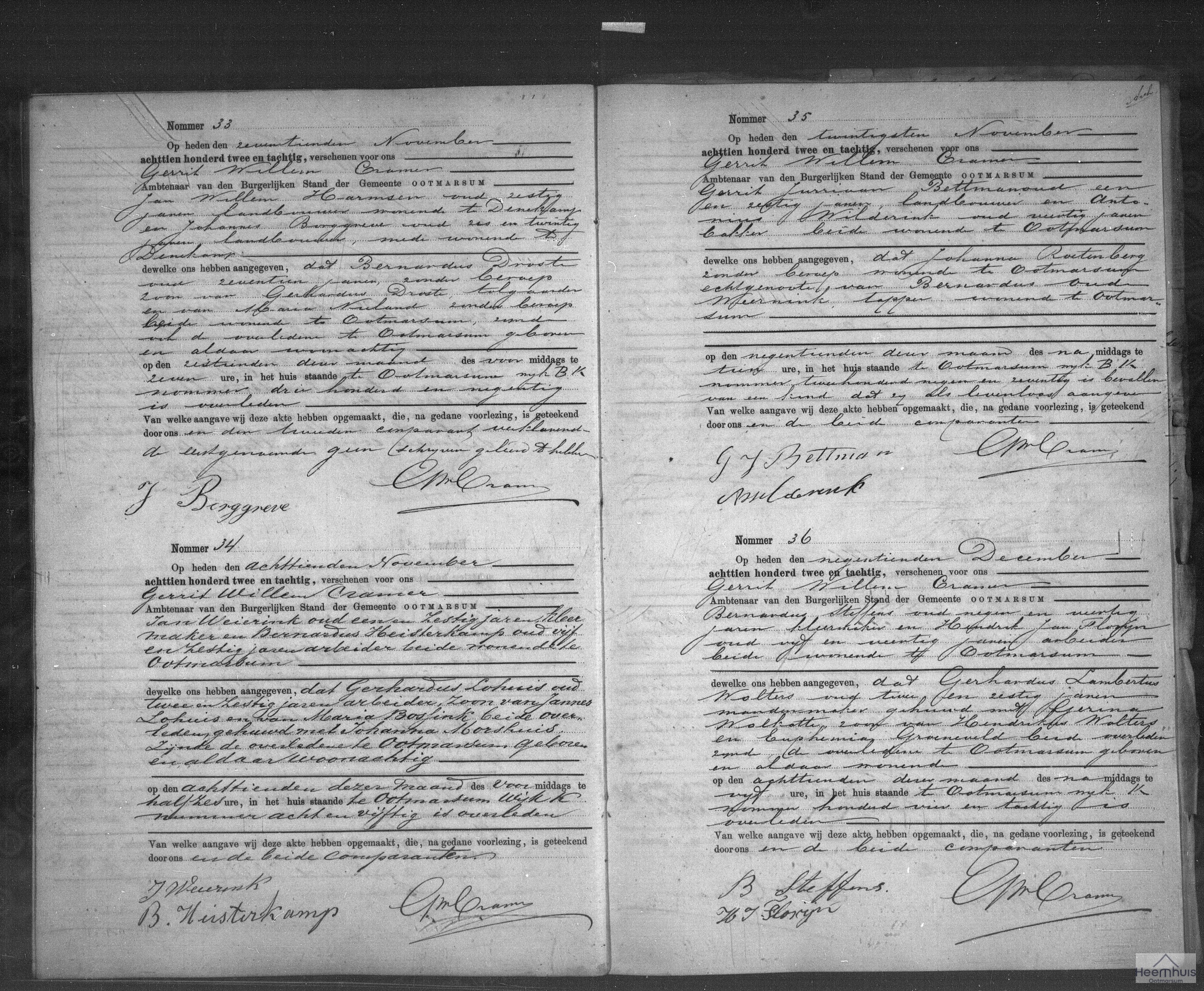 Overlijdensakte van Gerhardus Lambertus Wolters