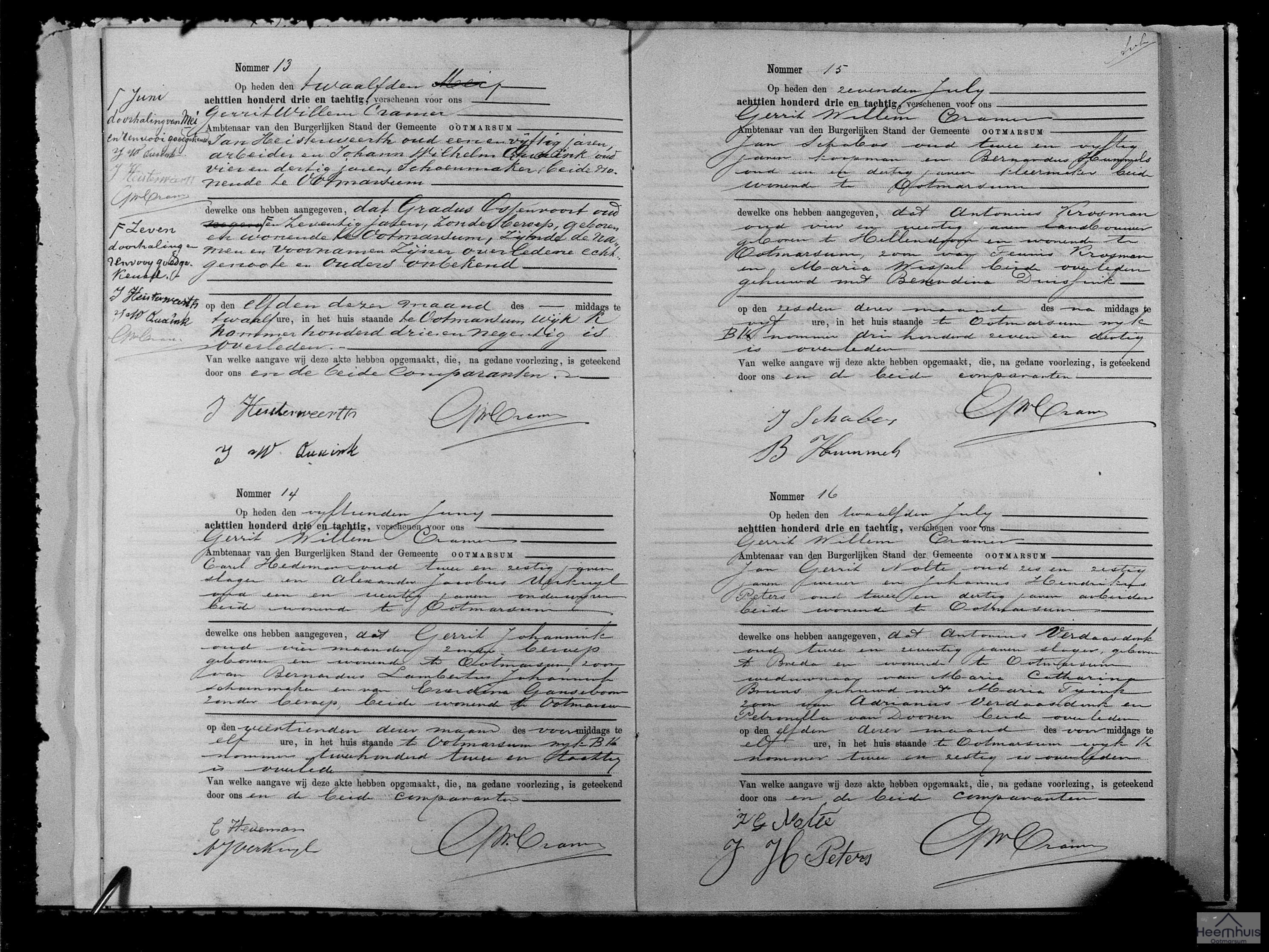 Overlijdensakte van Antonius Verdaasdonk