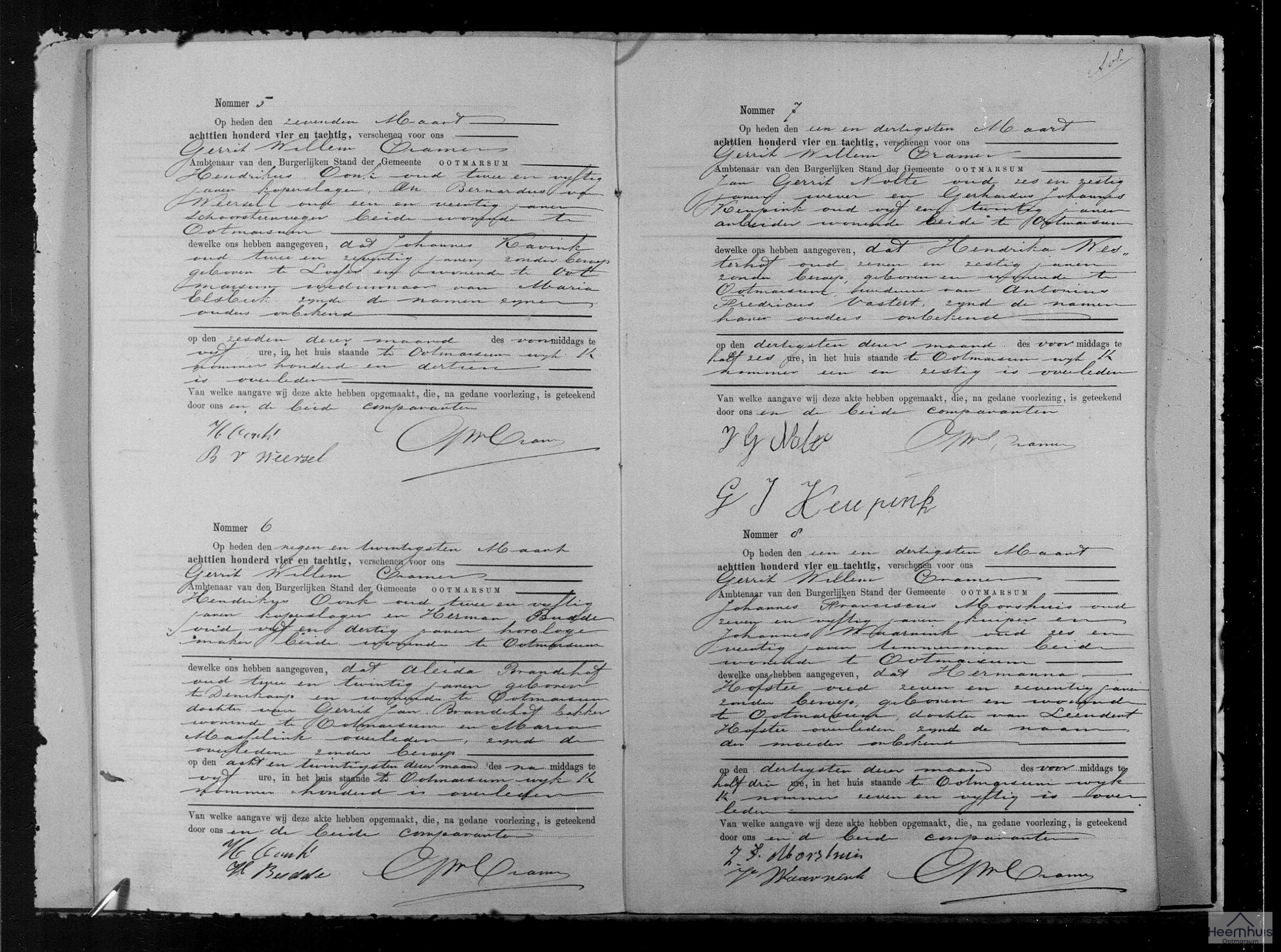 Overlijdensakte van Hermanna Hofstee