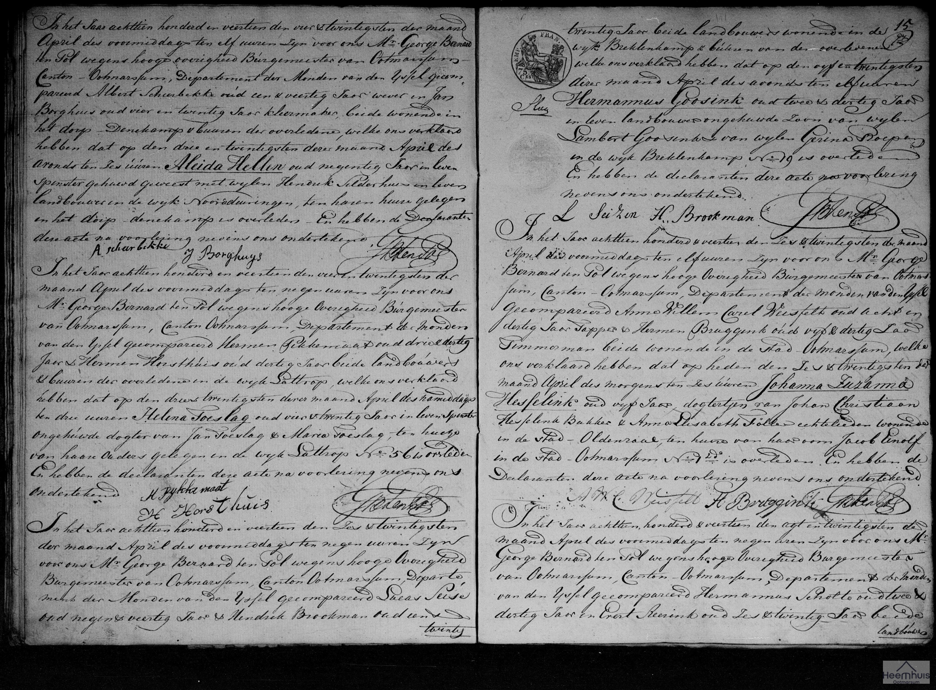 Overlijdensakte van Helena Toeslag