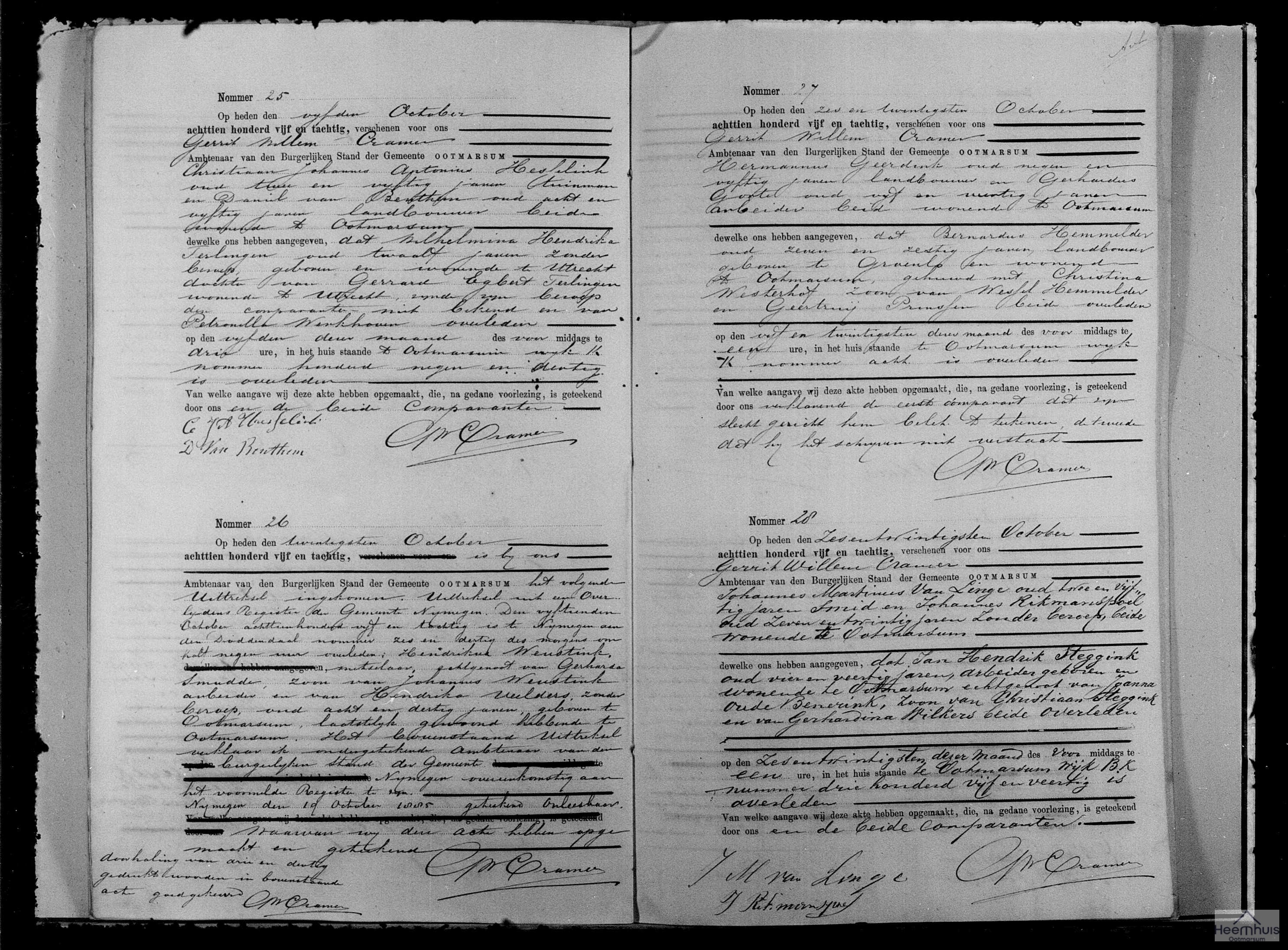 Overlijdensakte van Hendrikus Weustink