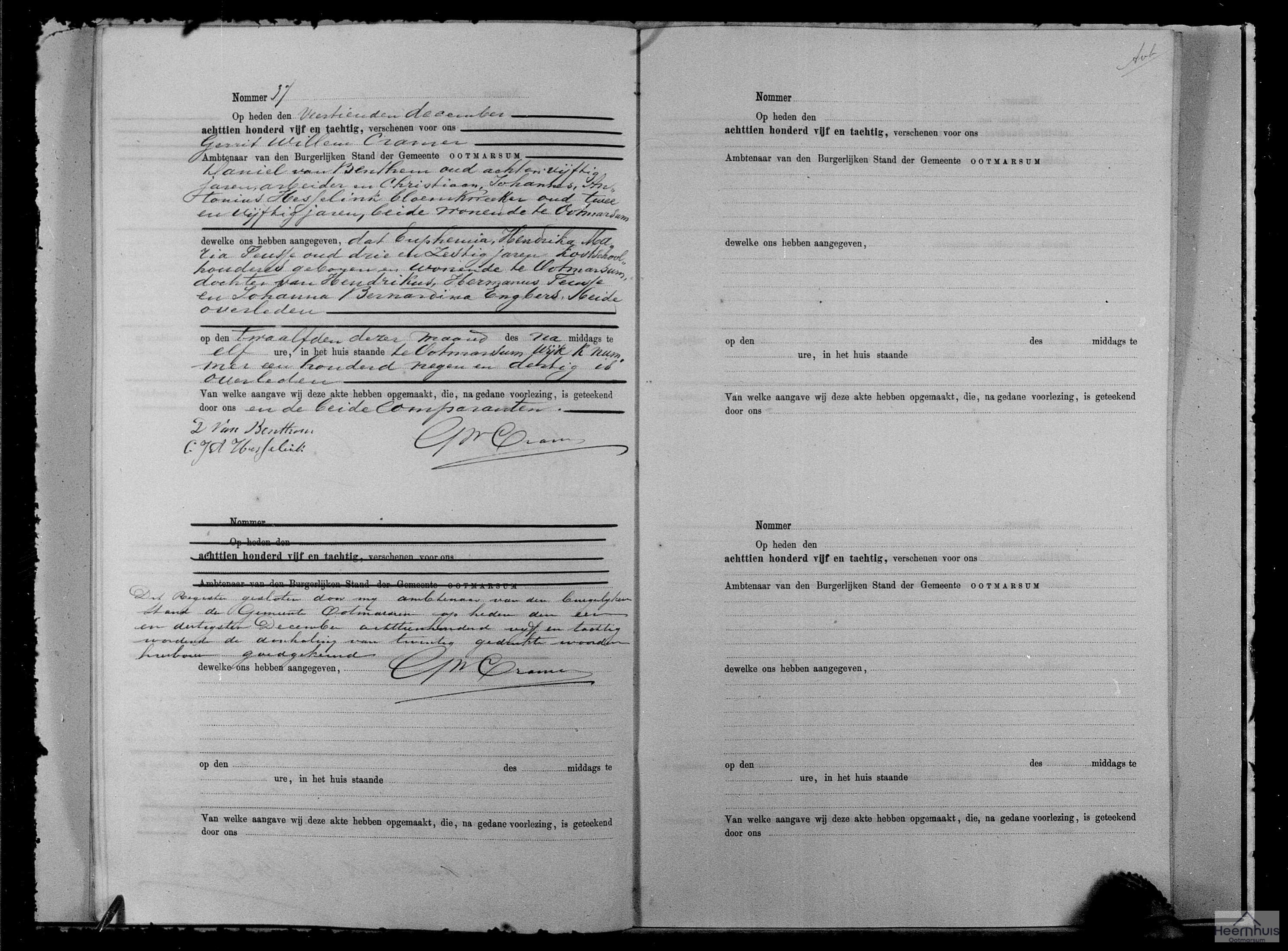 Overlijdensakte van Euphemia Hendrika Maria Teusse