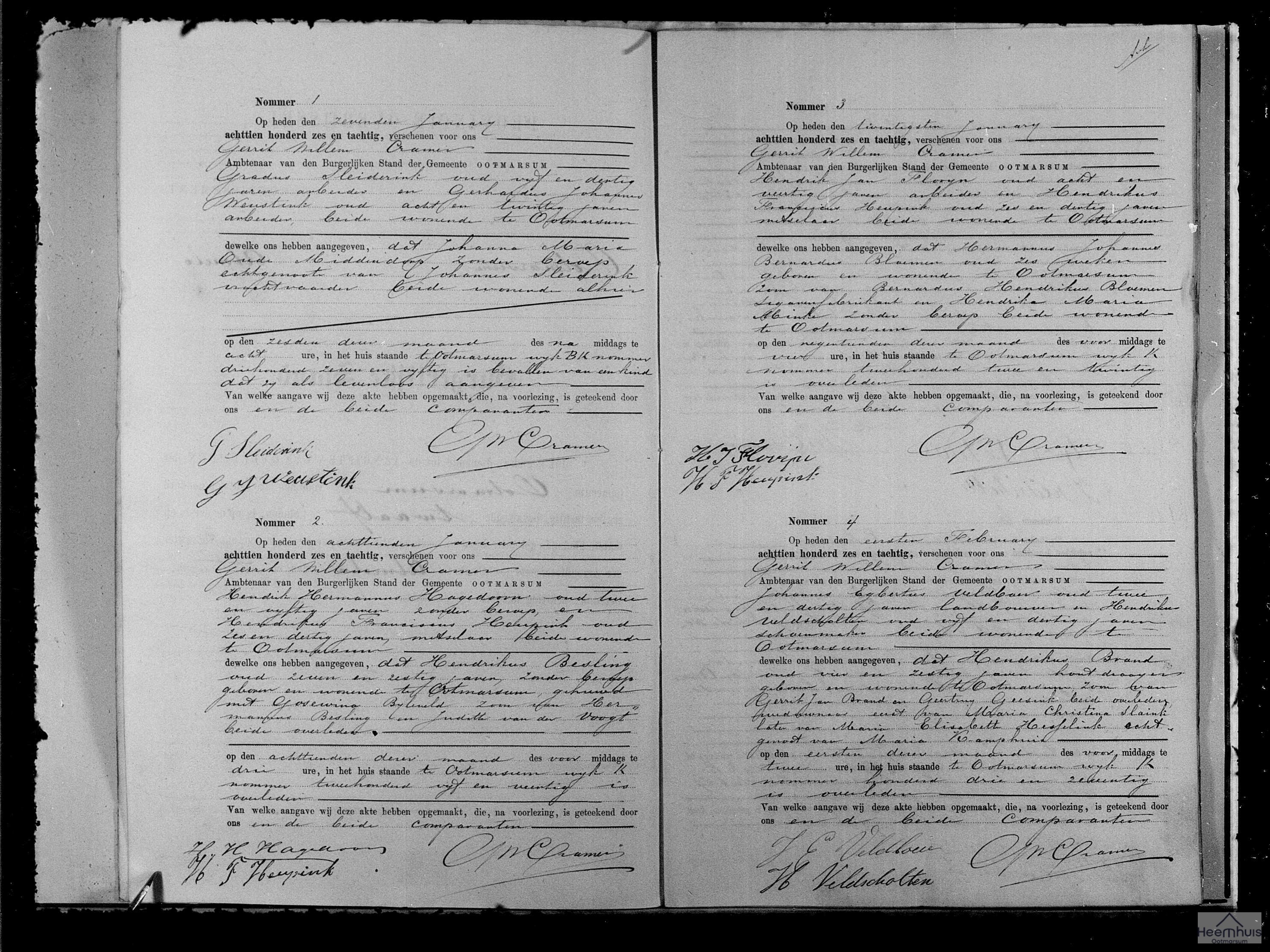 Overlijdensakte van Hendrikus Brand