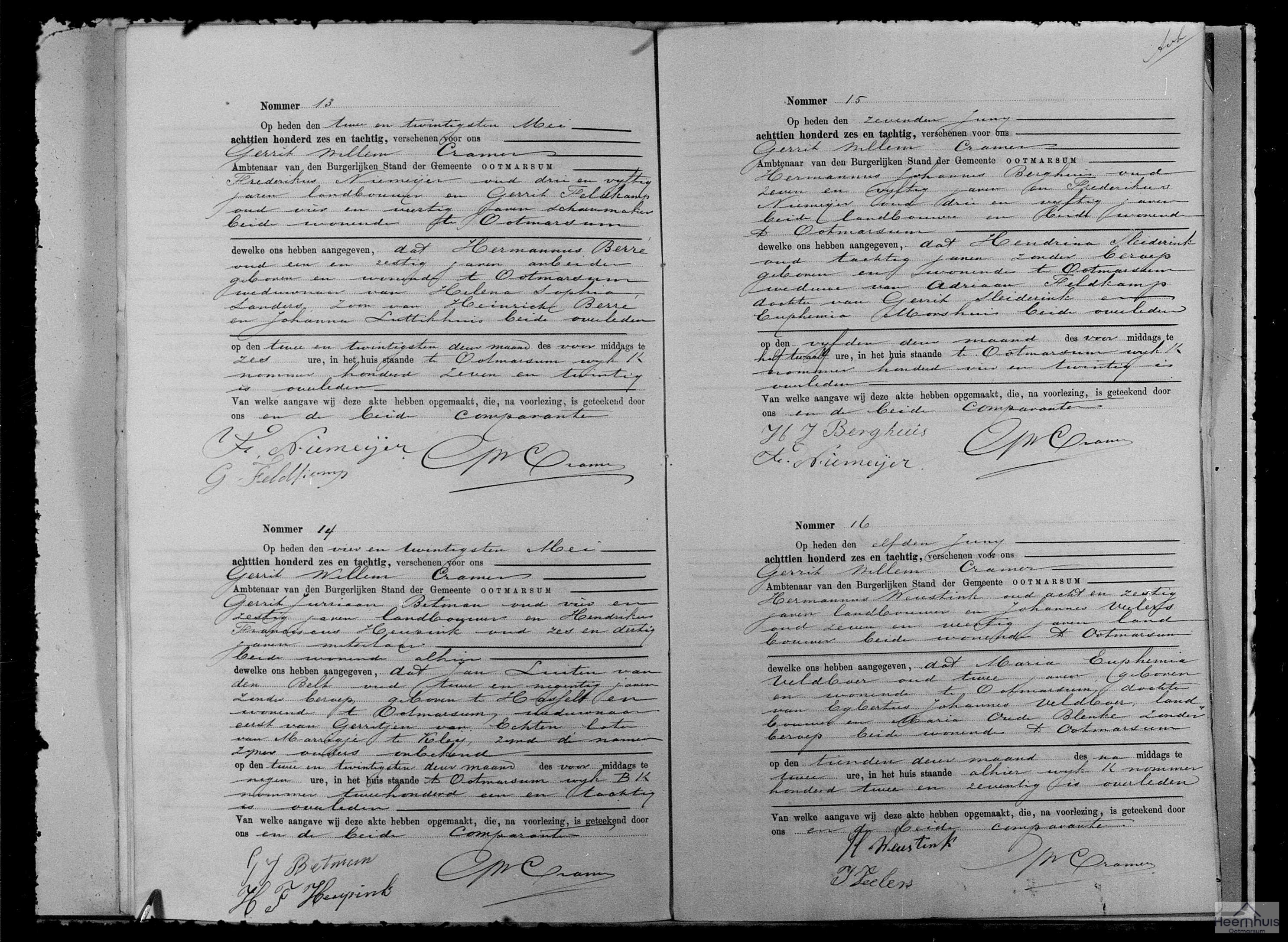 Overlijdensakte van Maria Euphemia Veldboer