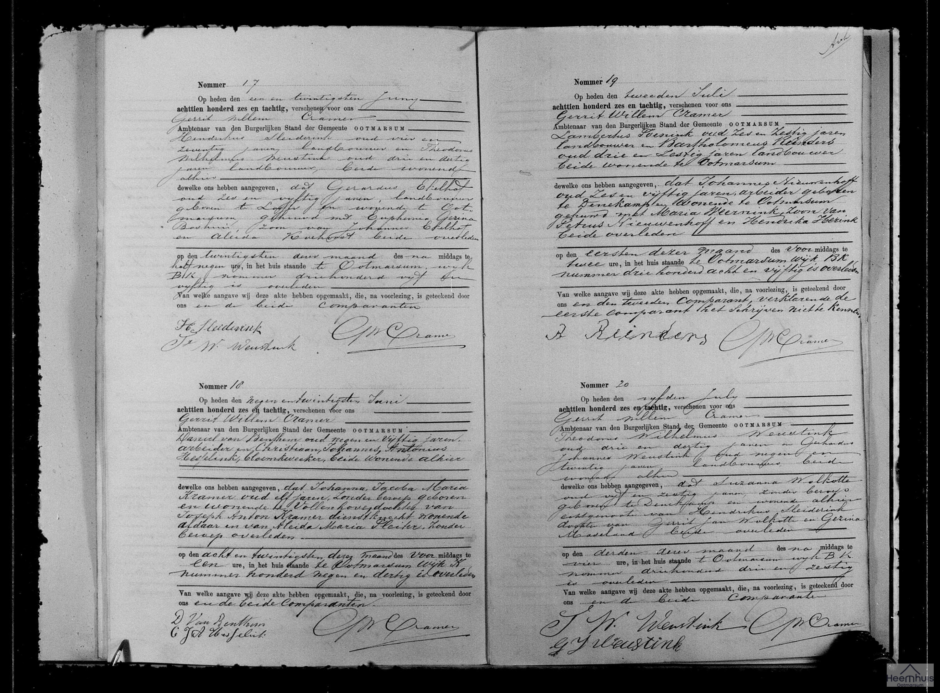 Overlijdensakte van Gerardus Ekelhof