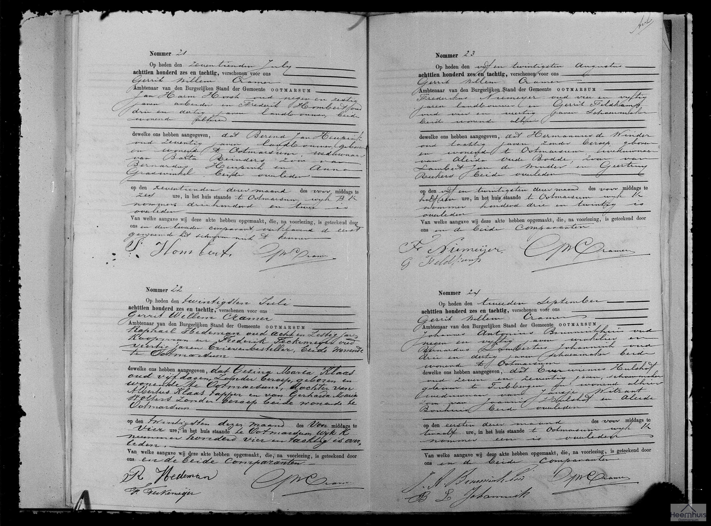 Overlijdensakte van Everwienus Hulshof