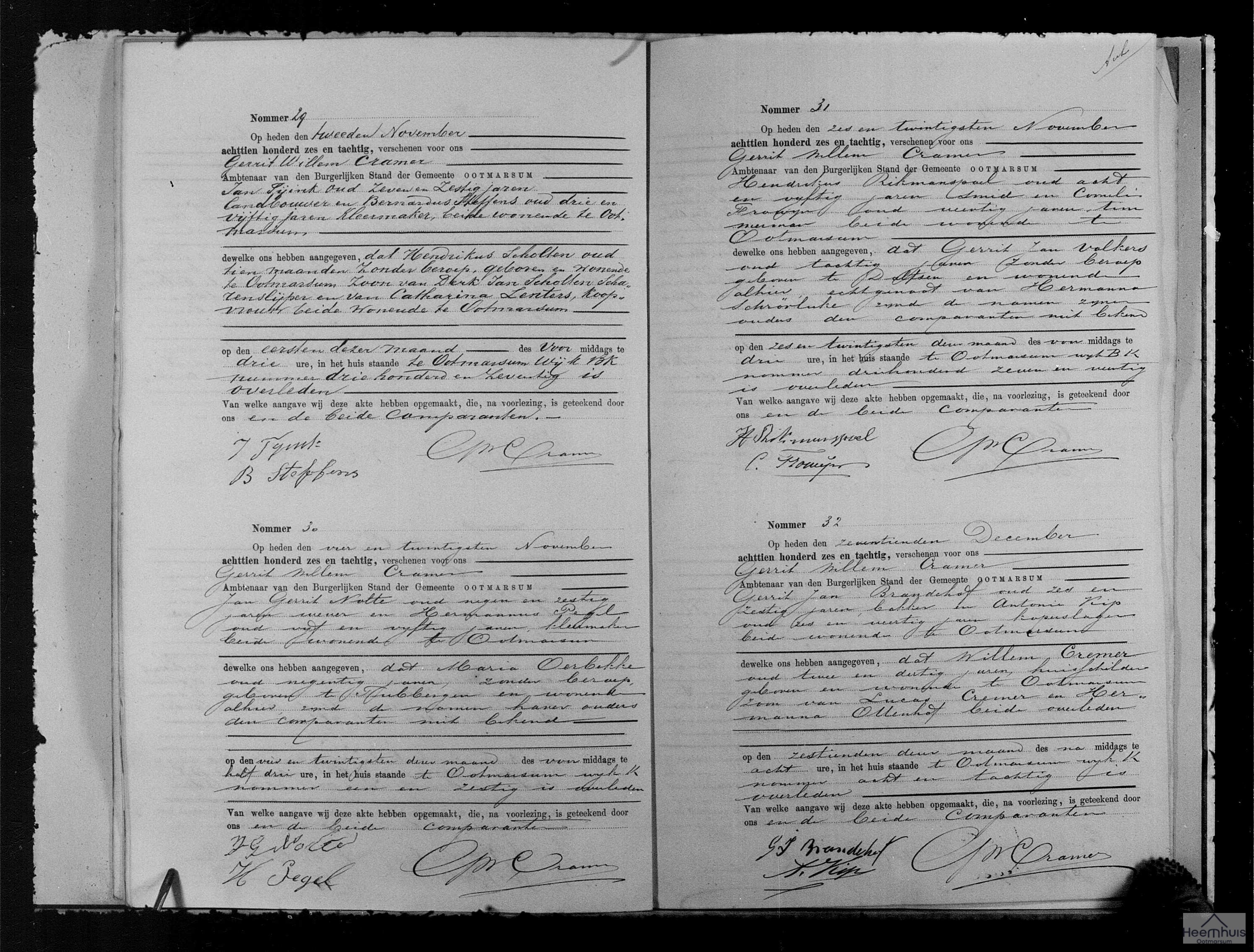 Overlijdensakte van Gerrit Jan Volkers