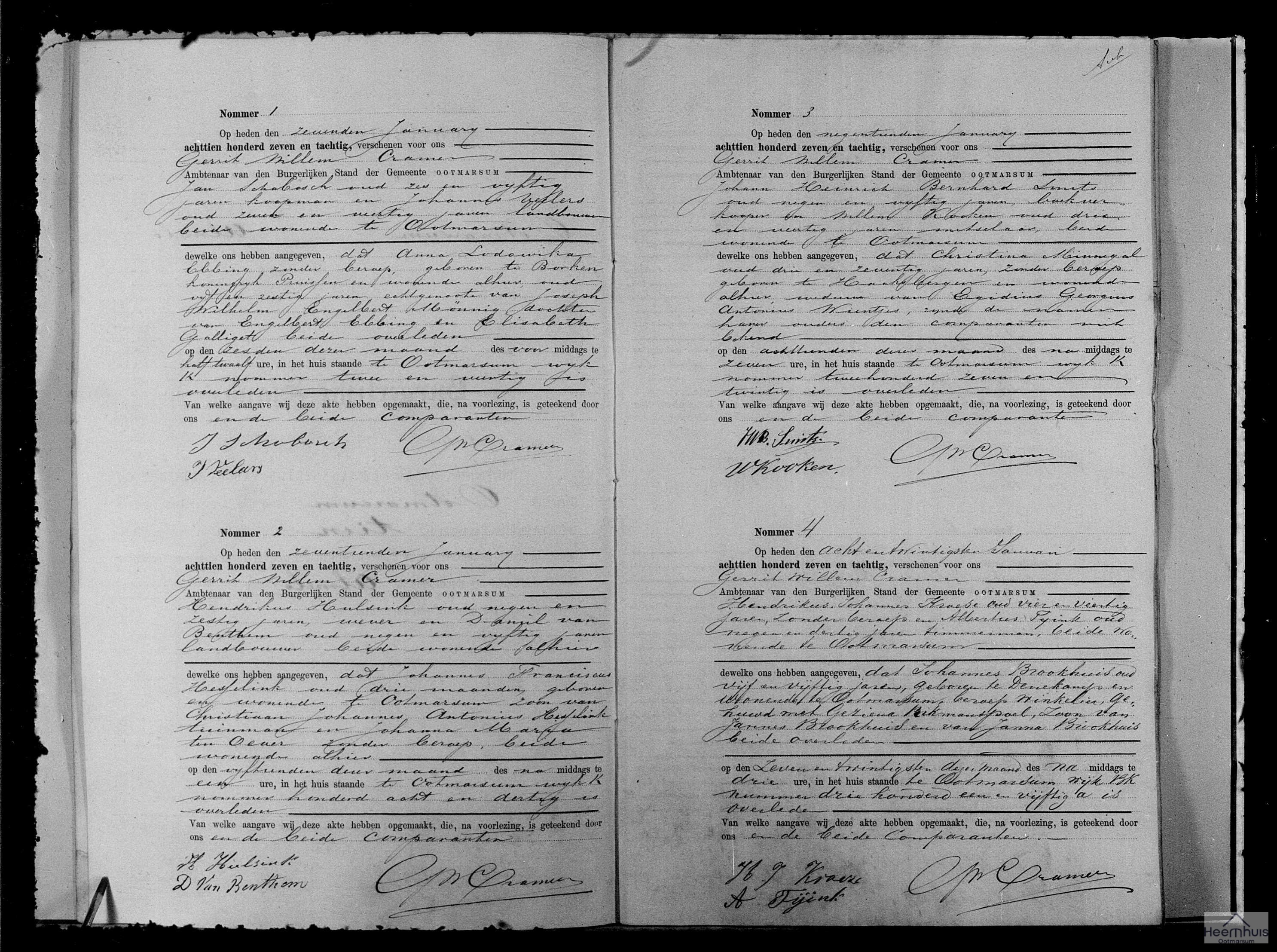 Overlijdensakte van Johannes Brookhuis