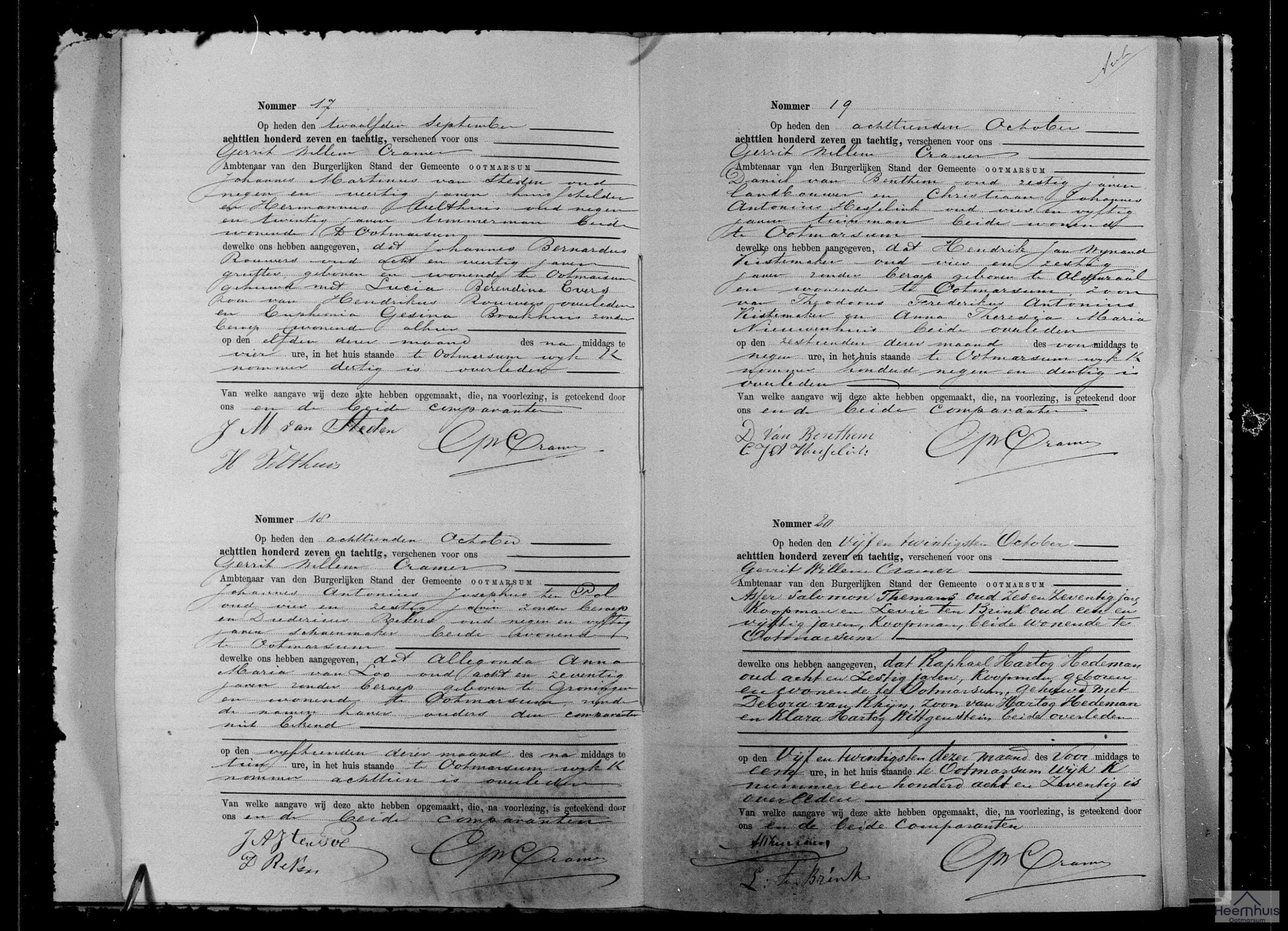 Overlijdensakte van Johannes Bernardus Rouwers