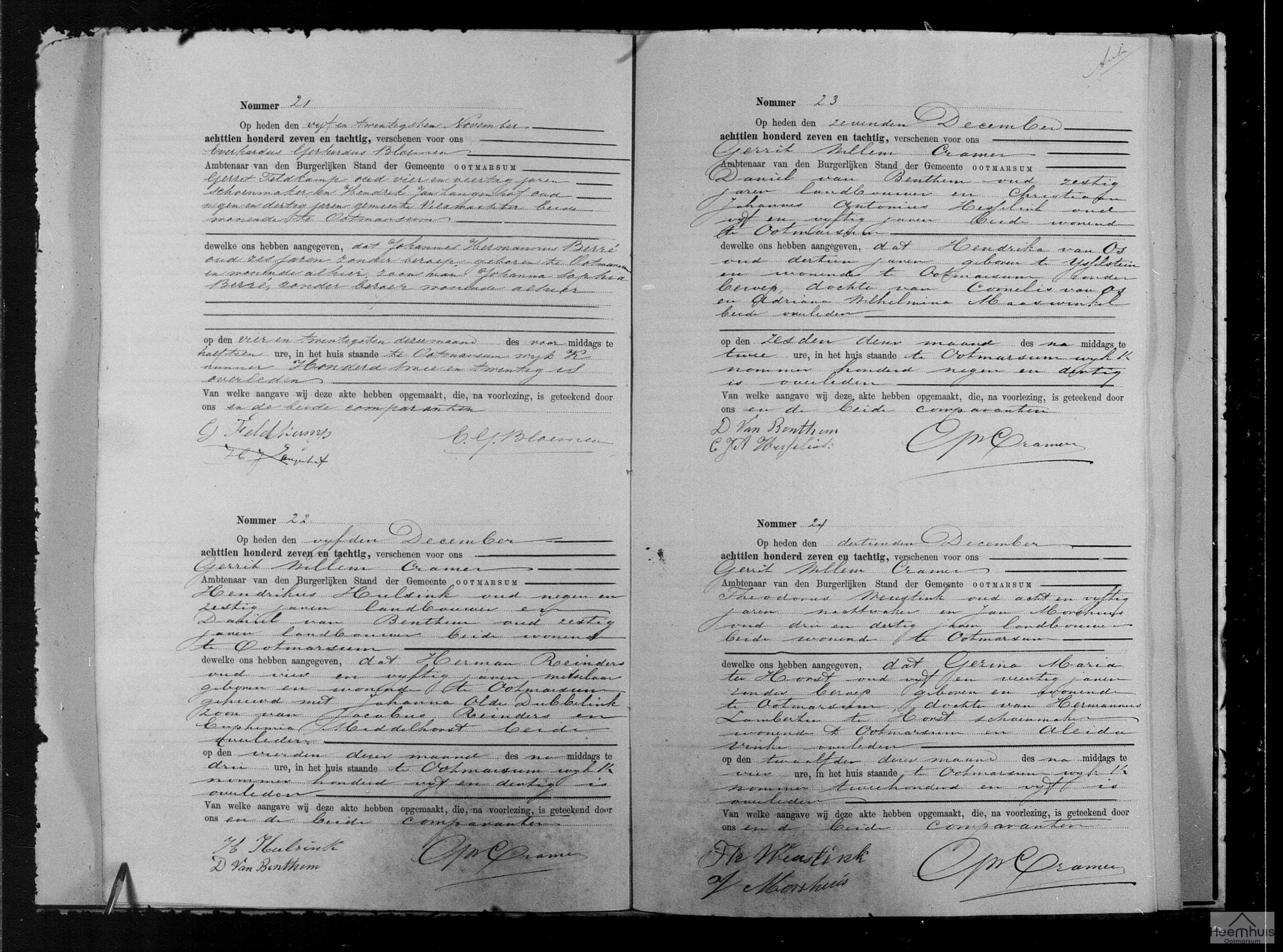 Overlijdensakte van Hendrika van Os