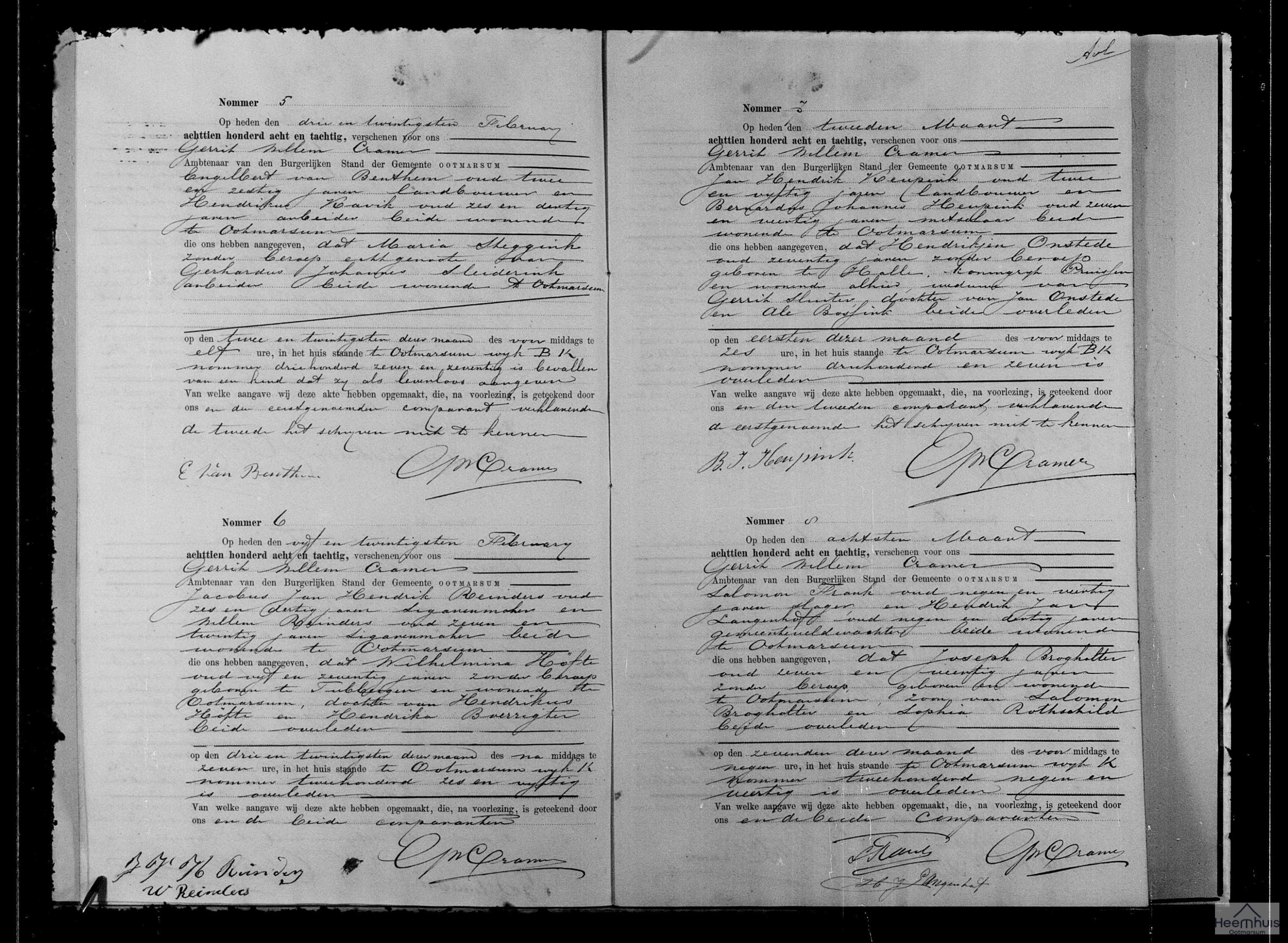 Overlijdensakte van Hendrikjen Onstede