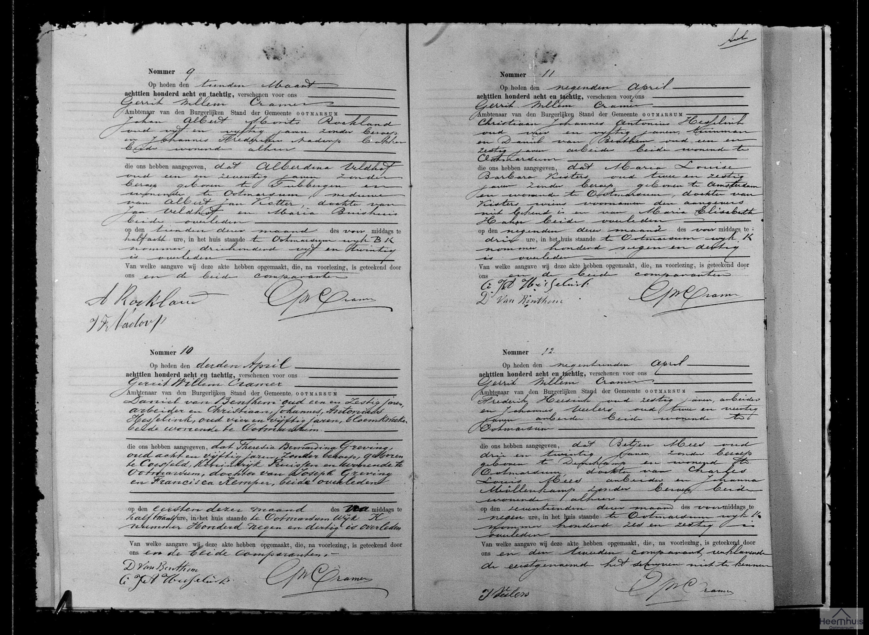 Overlijdensakte van Alberdina Veldhof