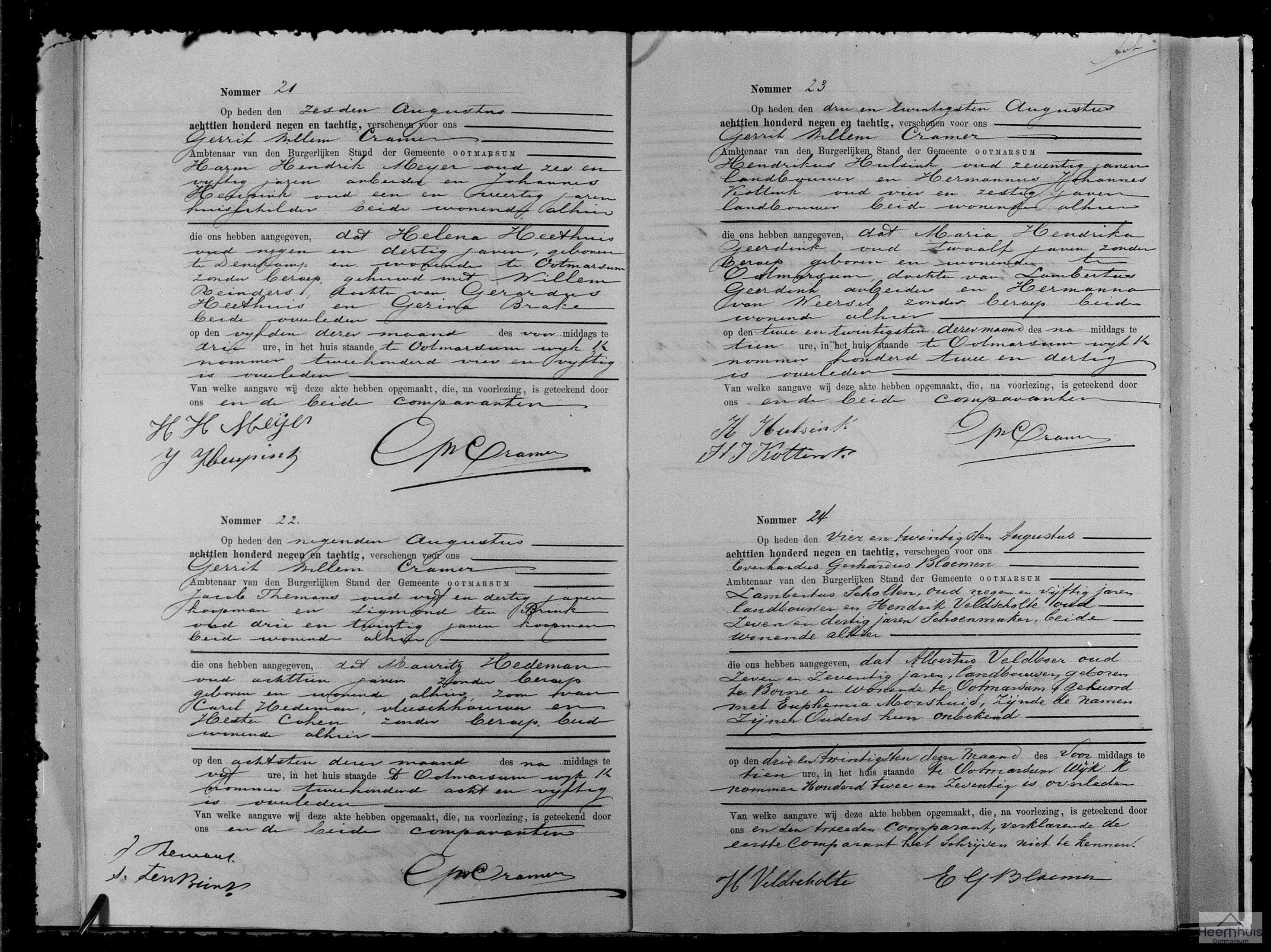 Overlijdensakte van Helena Heethuis